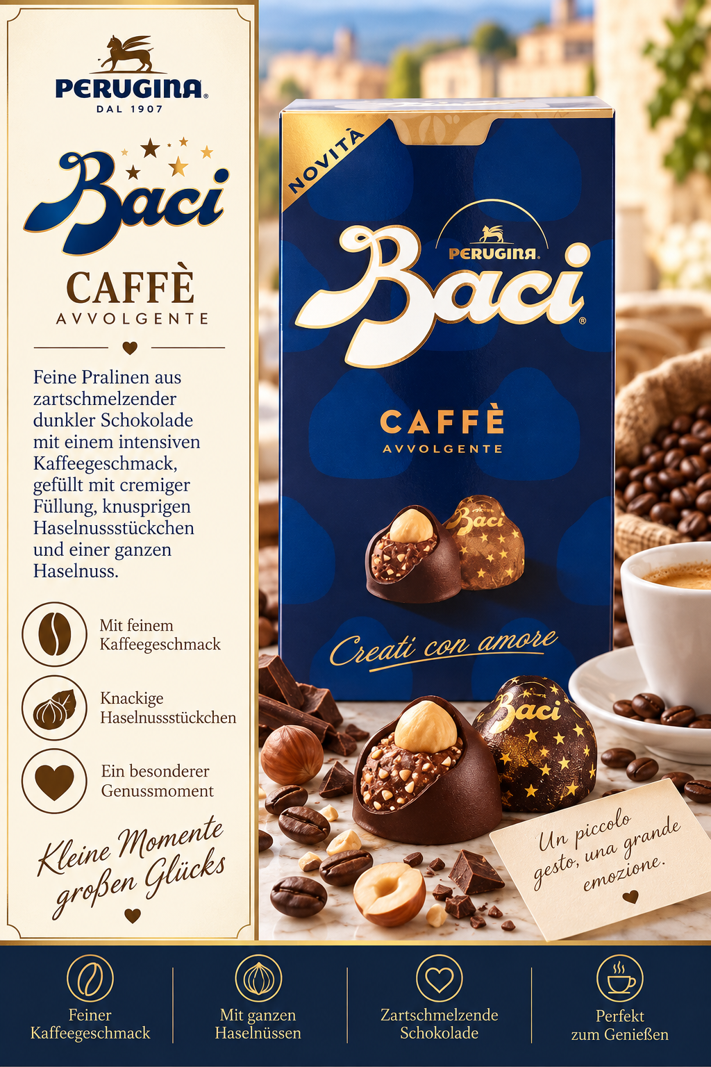 Kaffee Schwarz, Pralinen, Schokolade, Haselnuss, Kakaobohnen