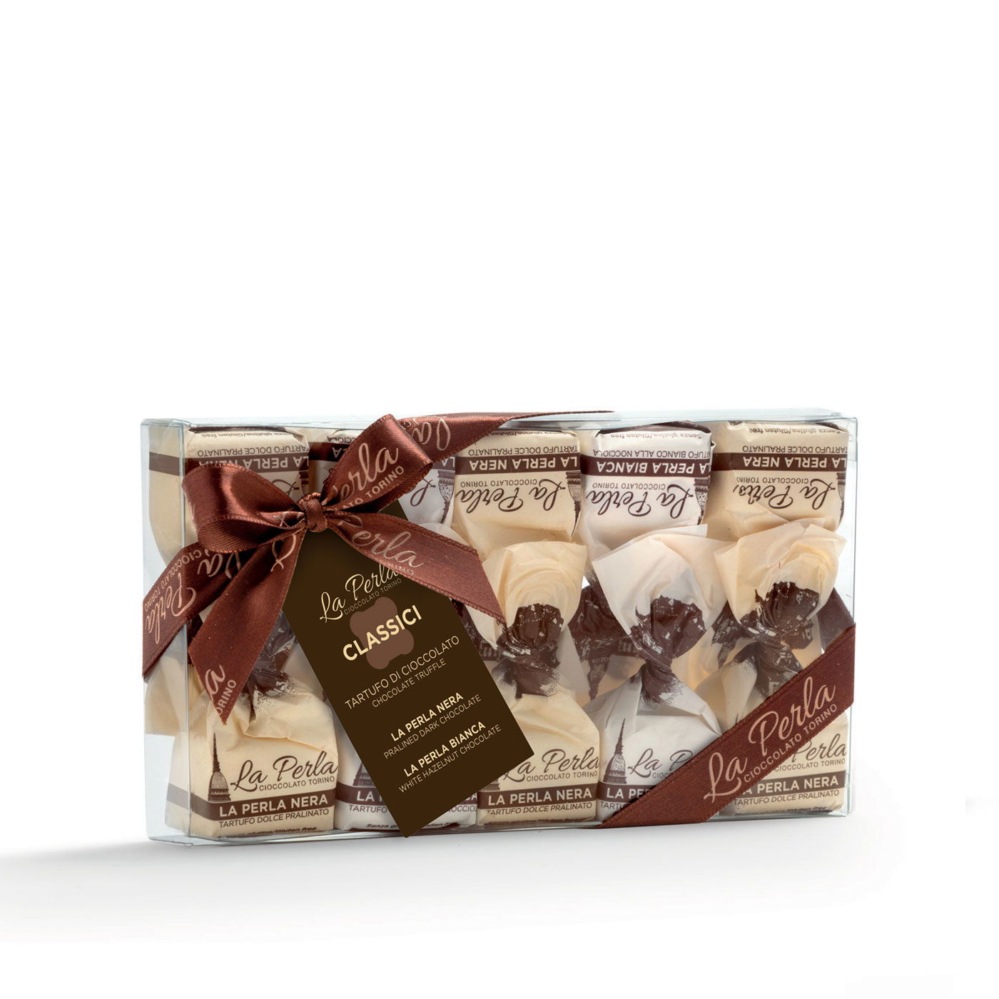 Trüffelpralinen Tartufi gemischt in der Box Perla Nera e Bianca 145g cod.111430 | La Perla