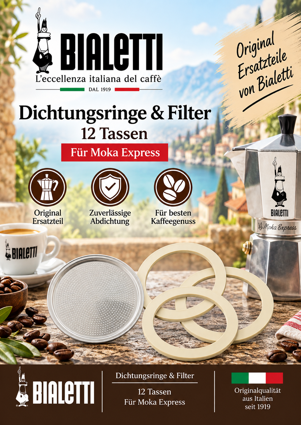Dichtungsscheiben, Filterring, Moka-Express, 12 Tassen, Originalersatzteil