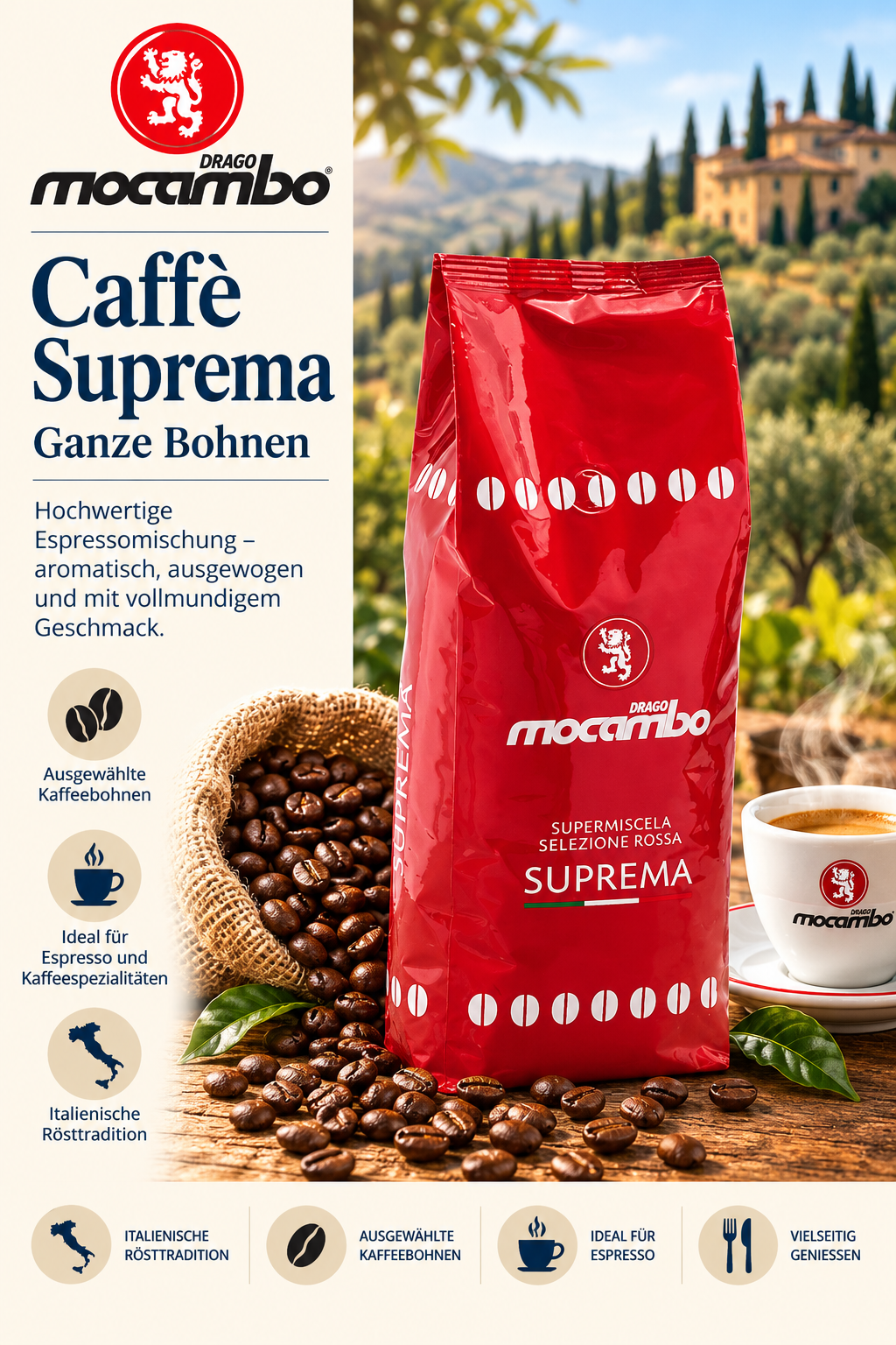 Kaffee, Kaffeebohnen, Espresso-Mischung, Rösttradition, Mocambo