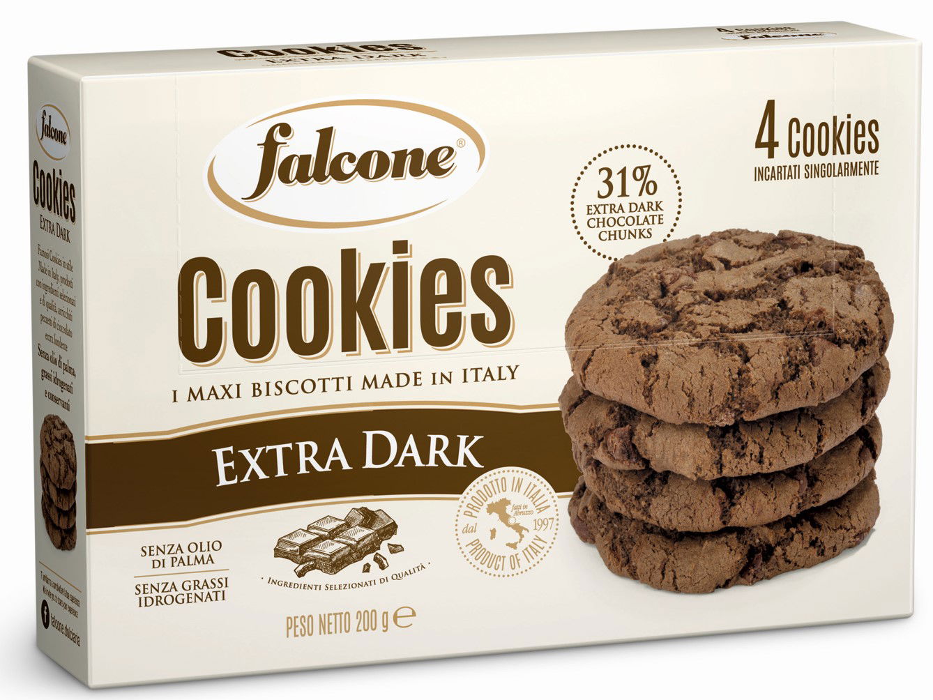 Cookies Extra Dark 200g 4 x 50g | Falcone