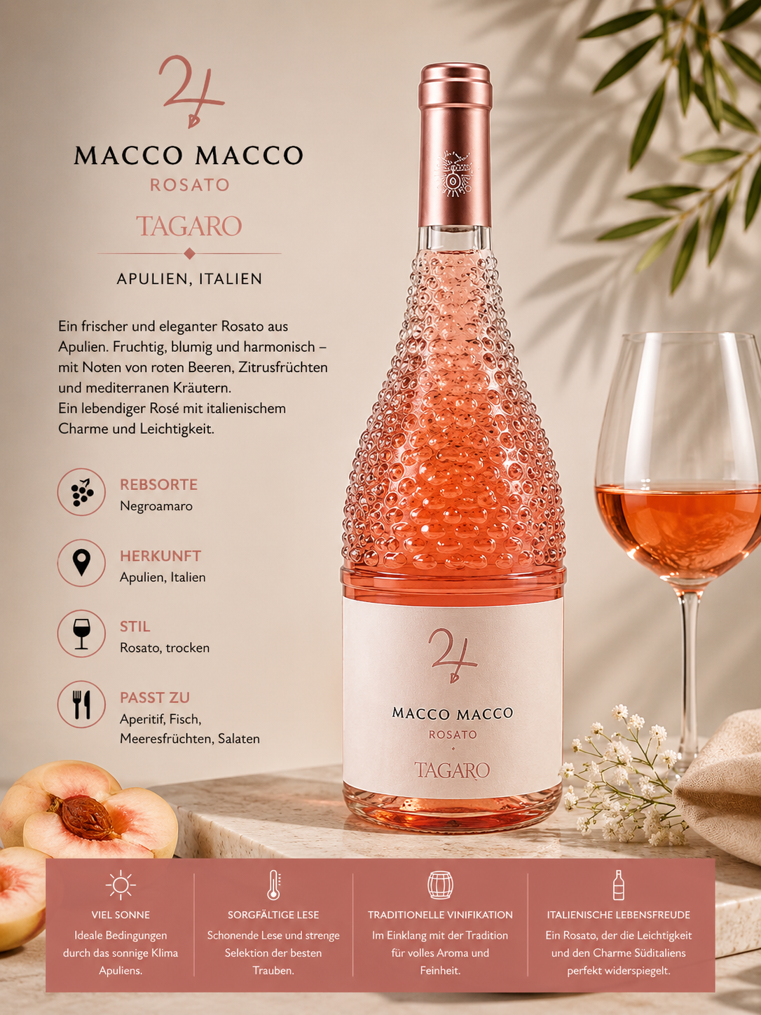 Rosé Wein, Flasche, Glaswein, Italien, Rosato