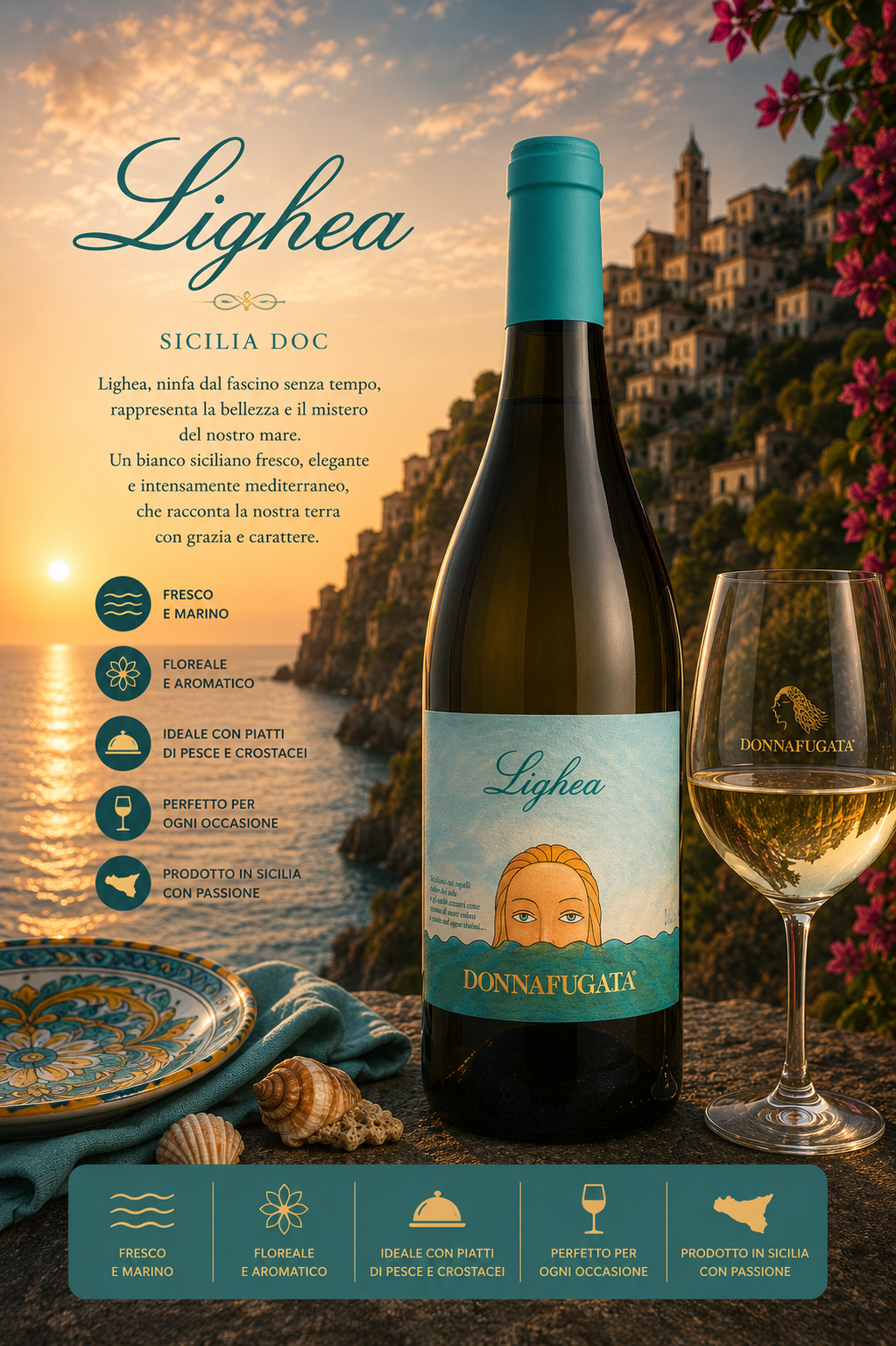 Weißwein, Flasche, Etikett, Glas, Italien