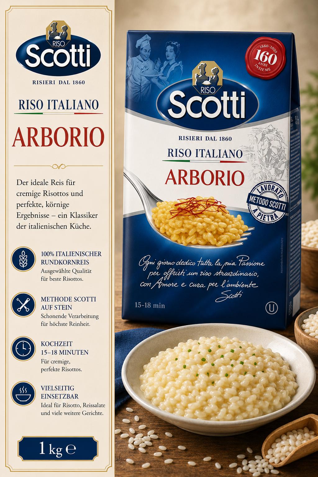 Riso, Arborio, Riso Italiano, Risotto riso, 1 kg