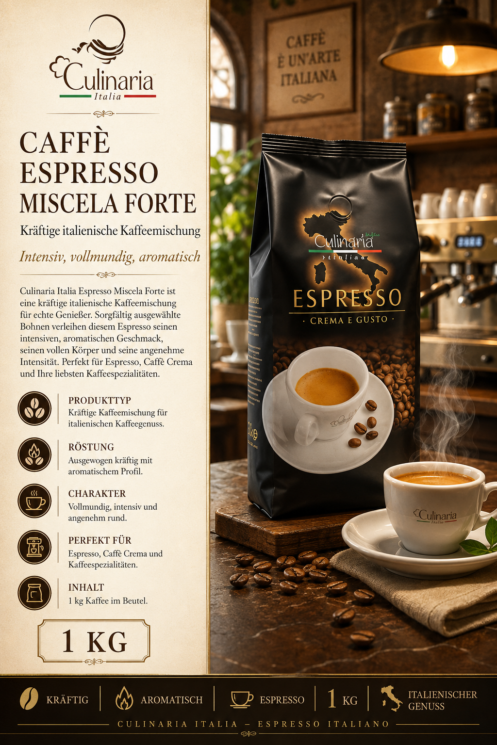 Espresso, Kaffee, Mischung, 1 kg, Packung