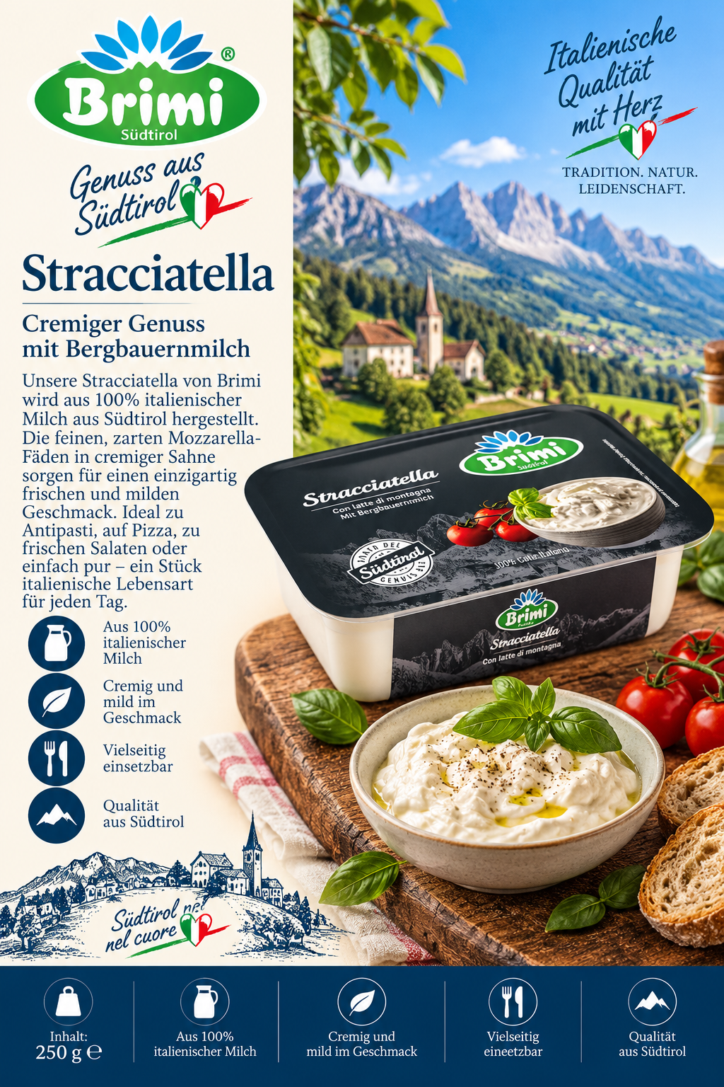 Stracciatella, Becher, Milchprodukt, Italienische Küche, Monte-Milch