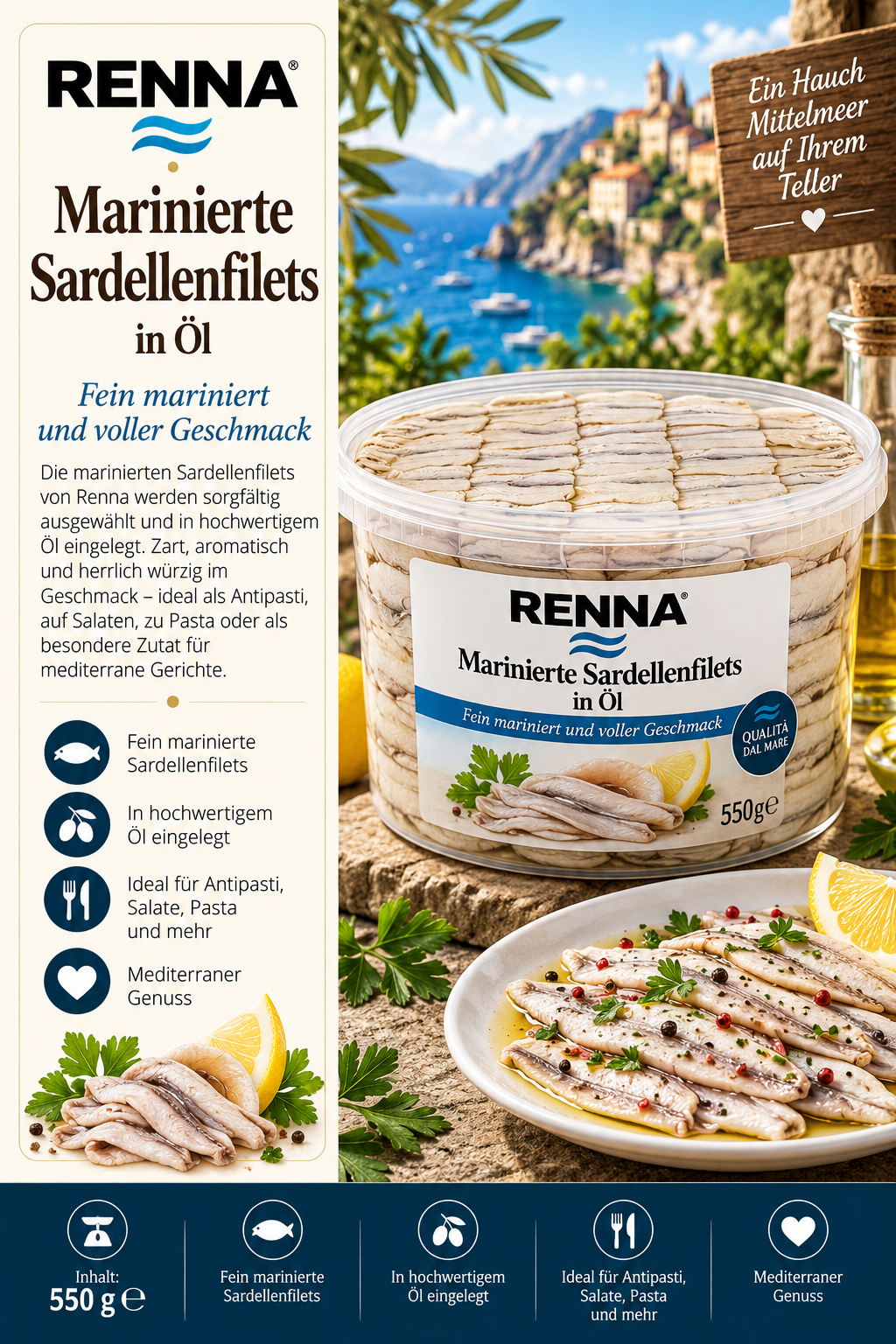 Sardellenfilets, in Öl, Marinierte, Sardinen?, Mediterraner Genuss