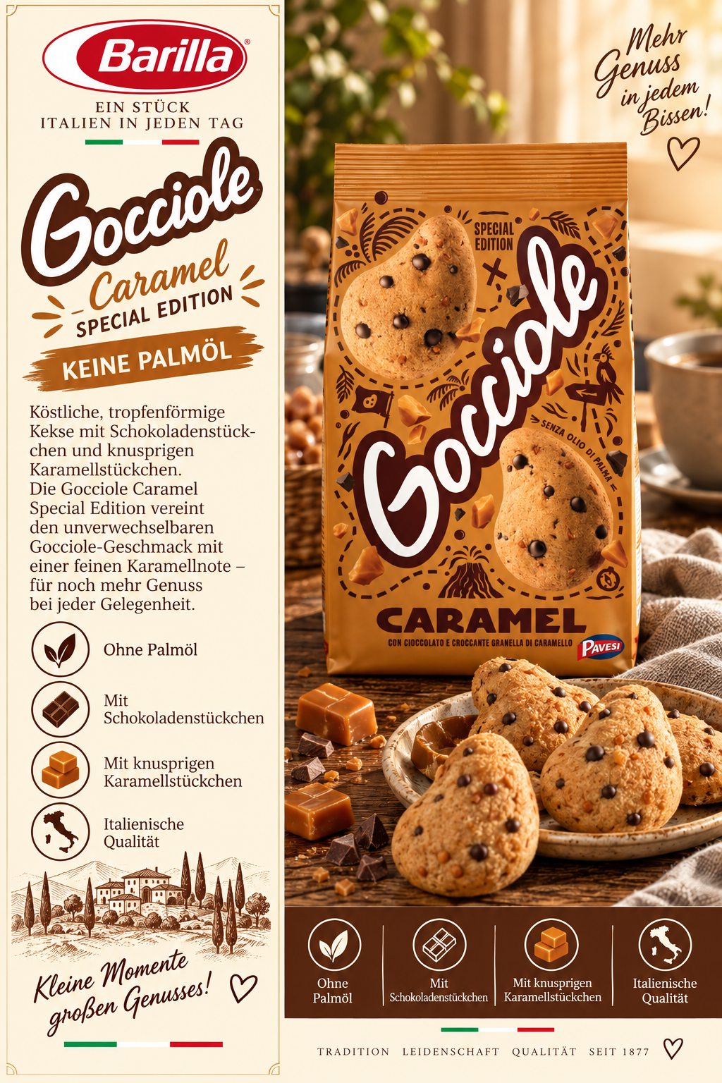 Keks, Karamell, Special Edition, Ohne Palmöl, Italienische Qualität