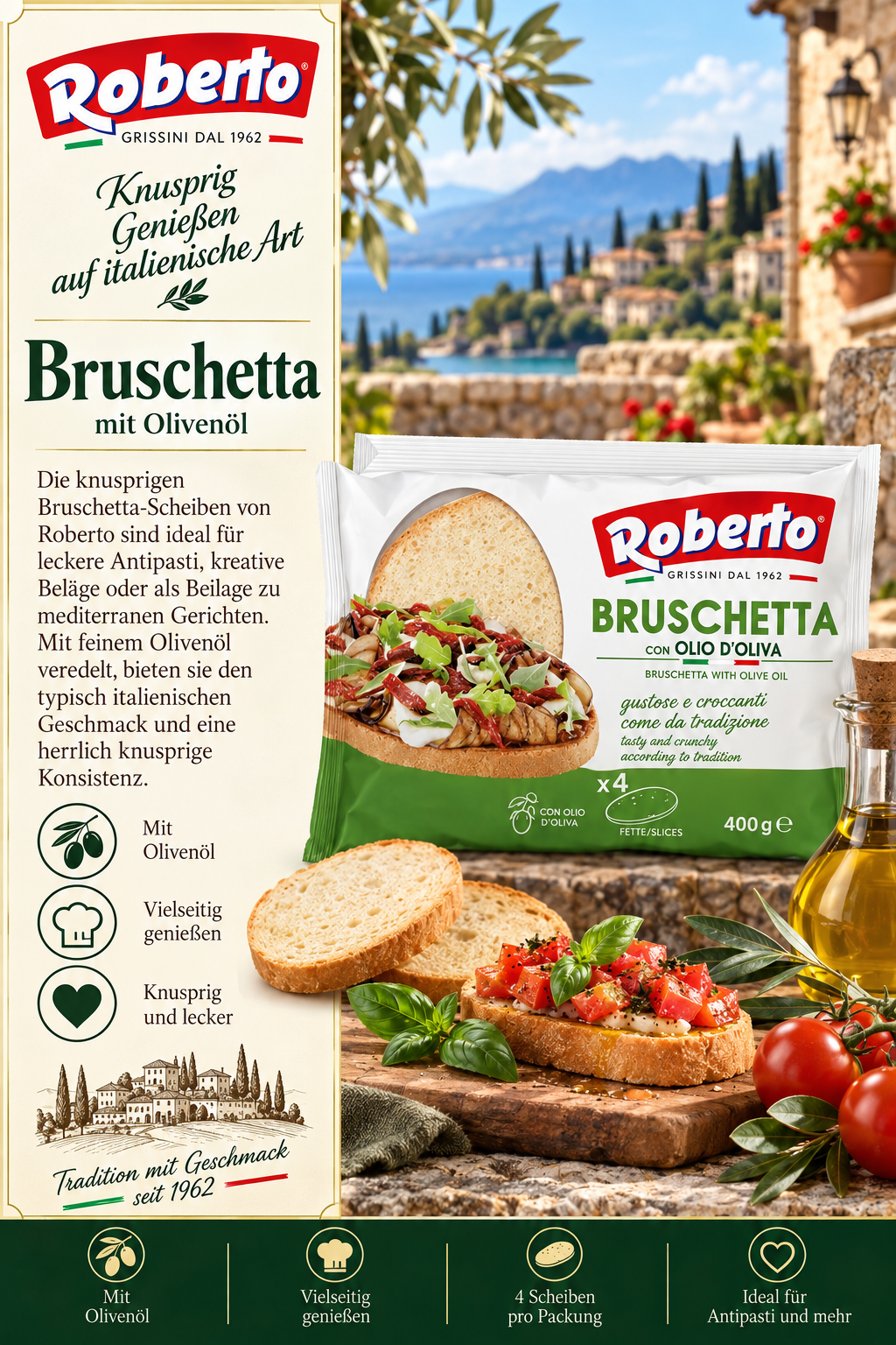Bruschetta, Olivenöl, Brotaufstrich, Snack, Italienisch