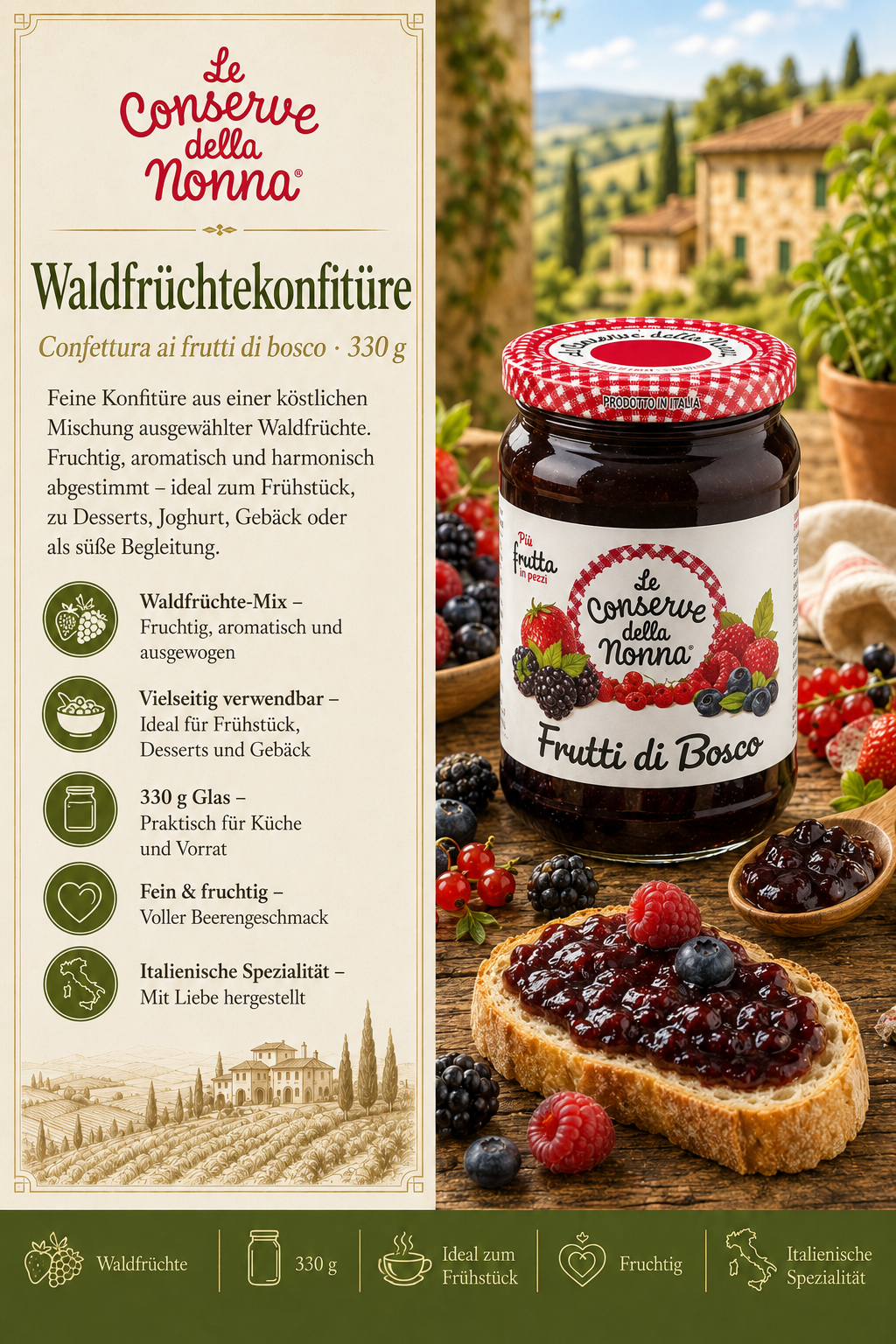 Waldfrüchte,  Konfitüre,  Glas,  Obstbelegung,  Fruchtaufstrich