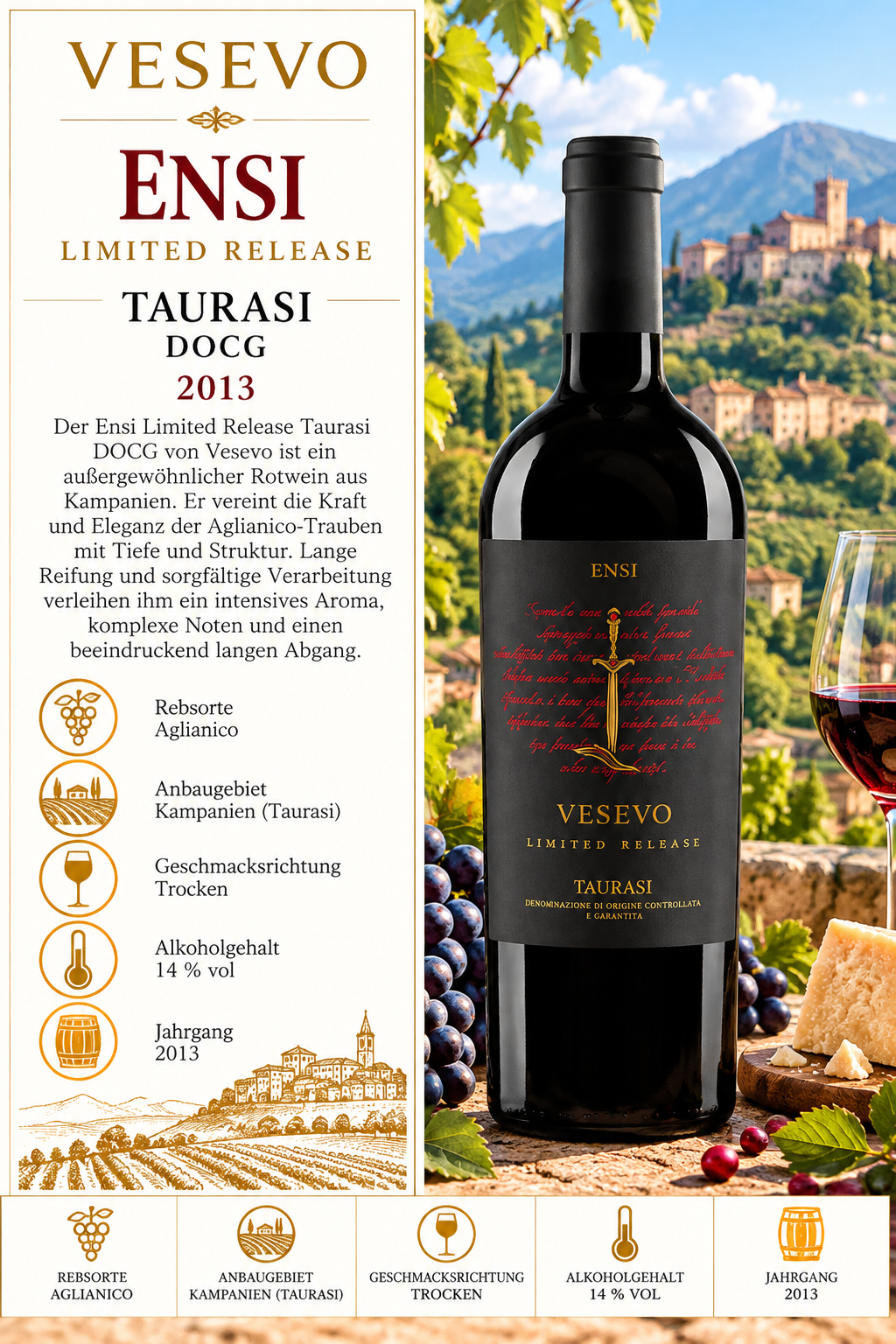 wein, rotwein, taurasi, limited release, flasche