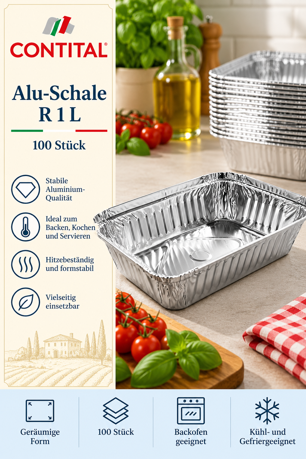 Alu-Form, Aluschale, Backformen, Aluminium, 100 Stück