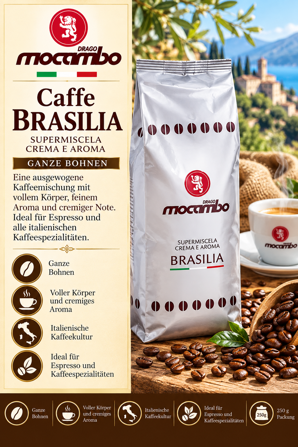 Kaffee, Brasilia, Ganze Bohnen, Vollkörper, Aroma