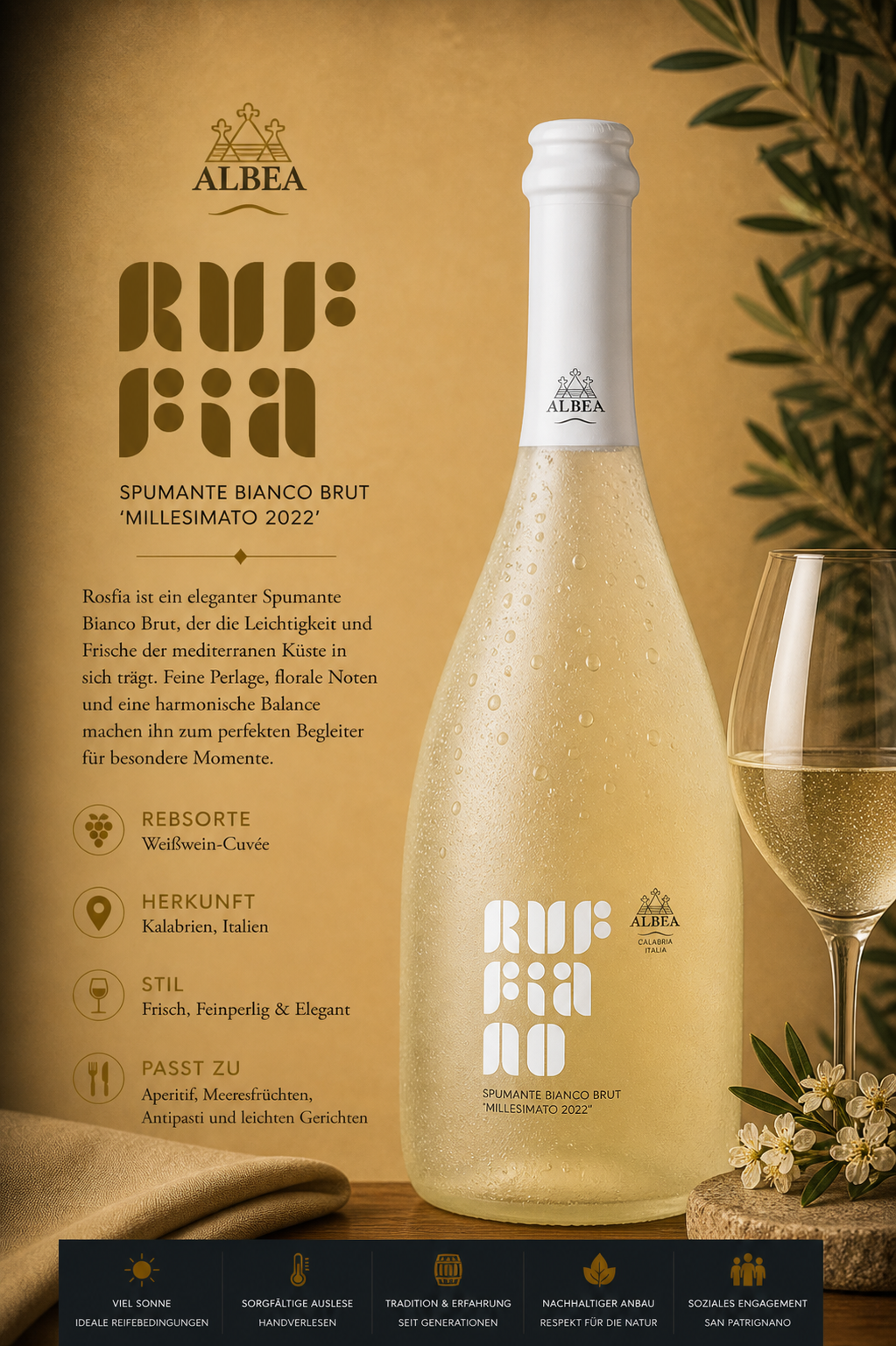 Sekt, Weißwein-Sekt, Flasche, Glas, Etikett