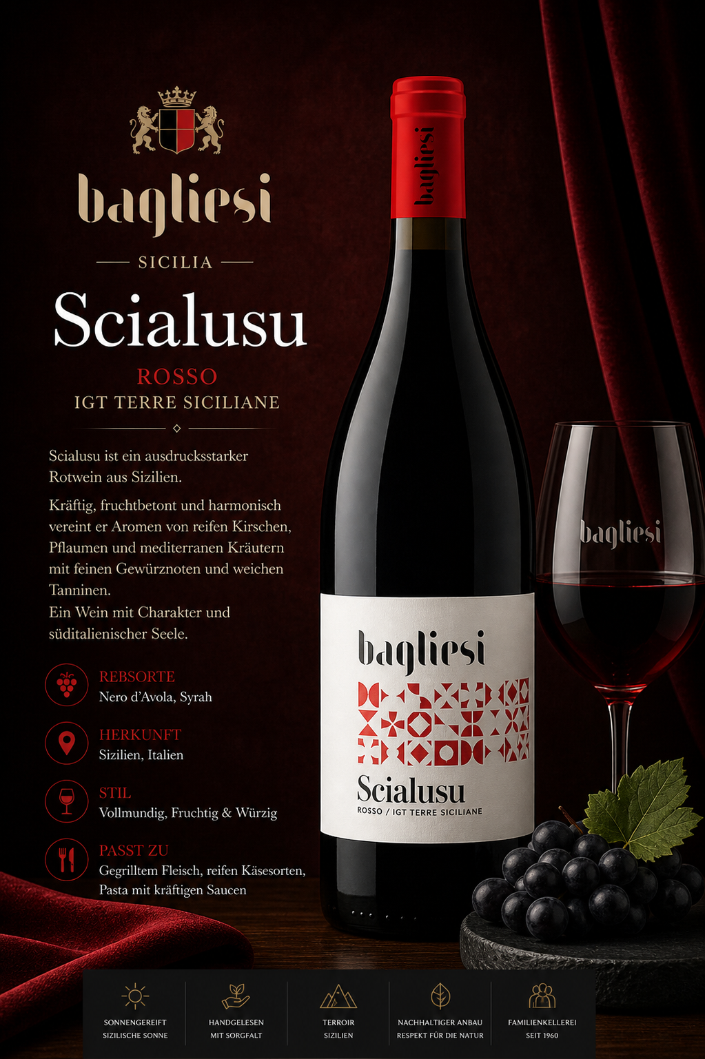 Rotwein, Scialusu?, IGT Terra Siciliane, Sizilien, Rotwein