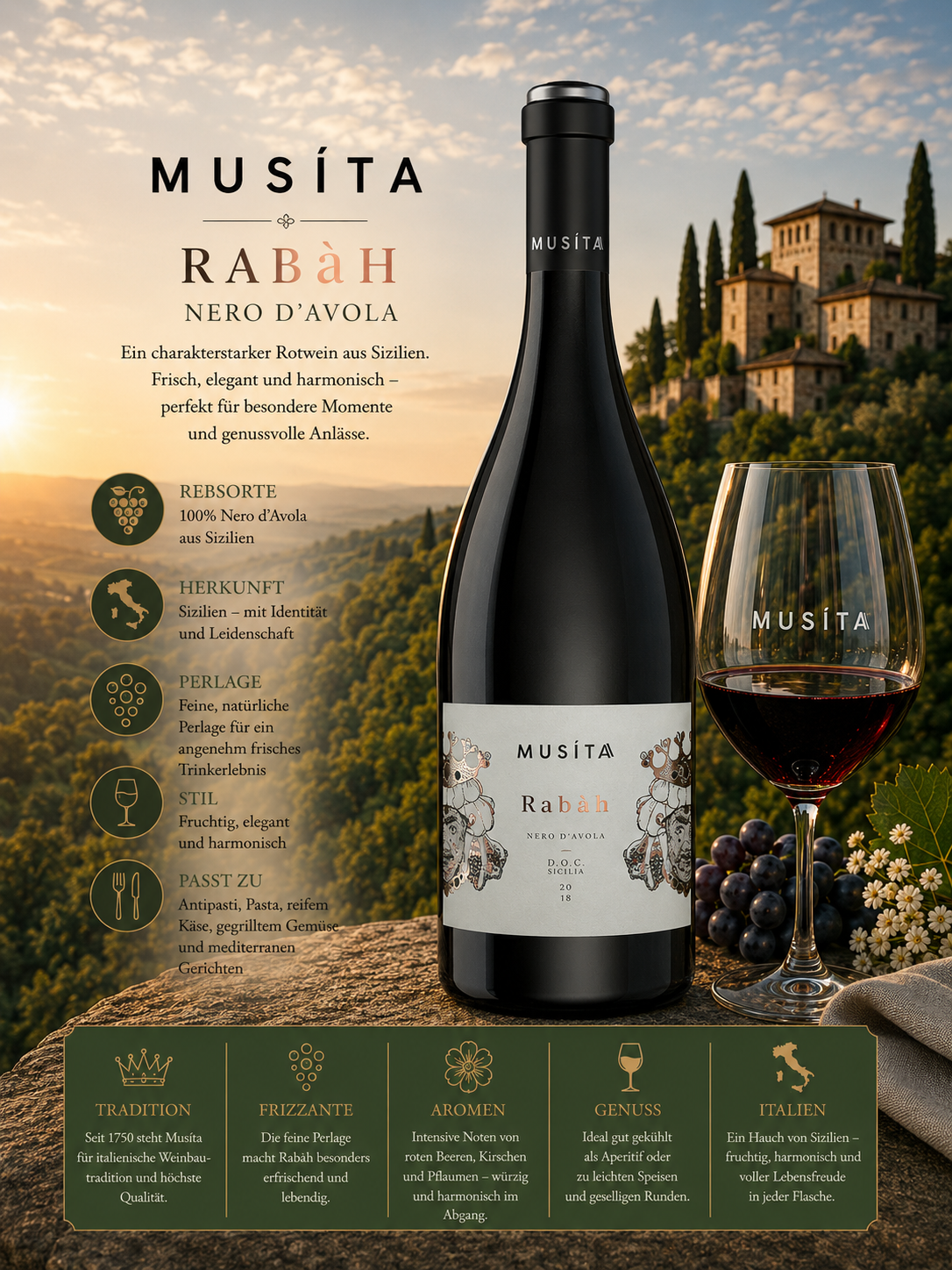 Wein, Rotwein, Nero d'Avola, Flasche, Glas