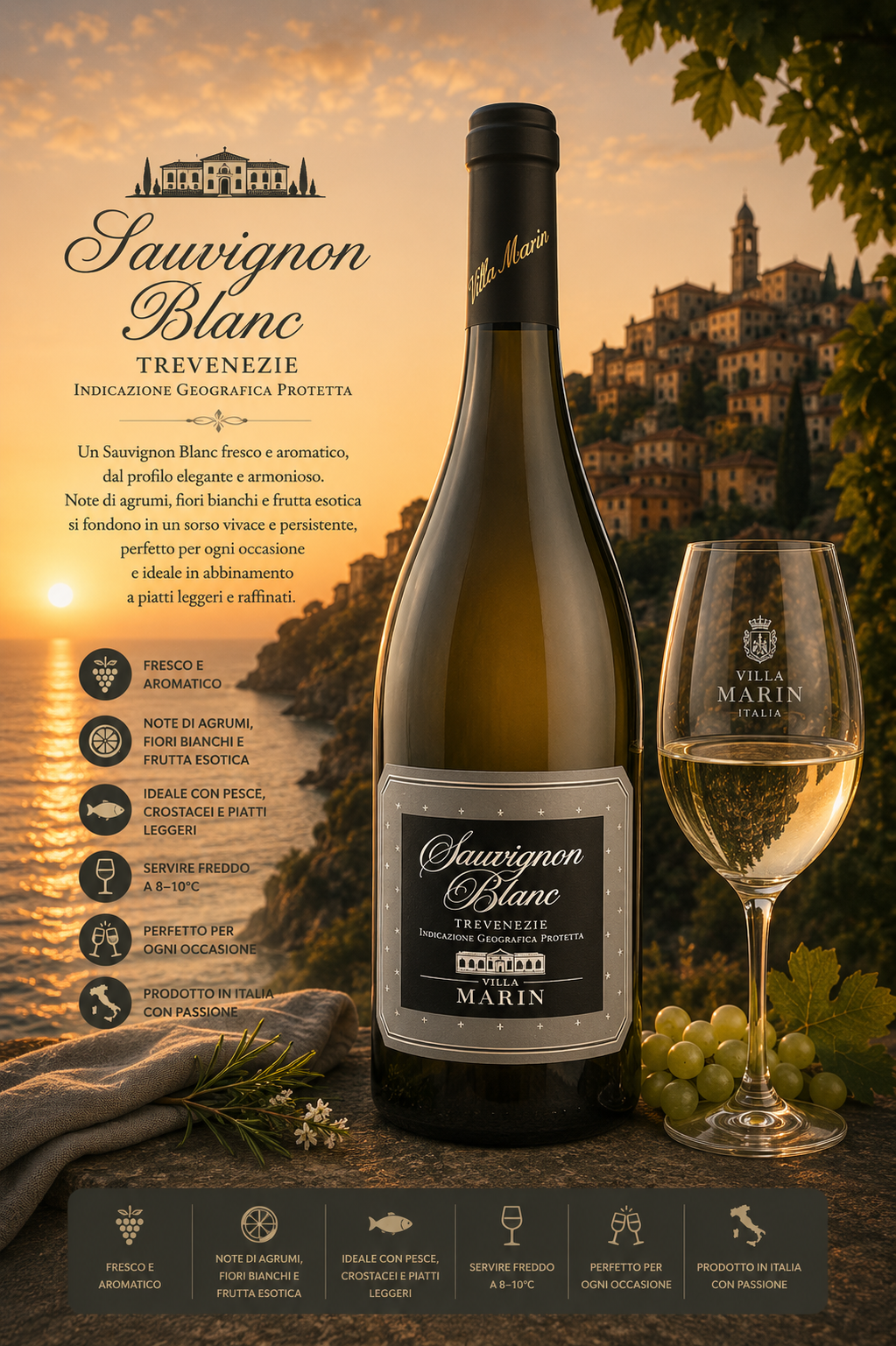 Wein, Sauvignon Blanc, Weißwein, Treviso, Italien