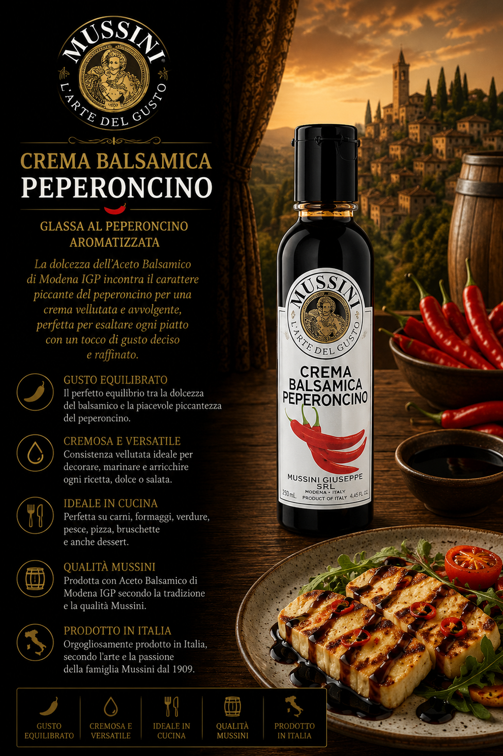 peperoncino, crema balsamica, balsamico, olio, aceto