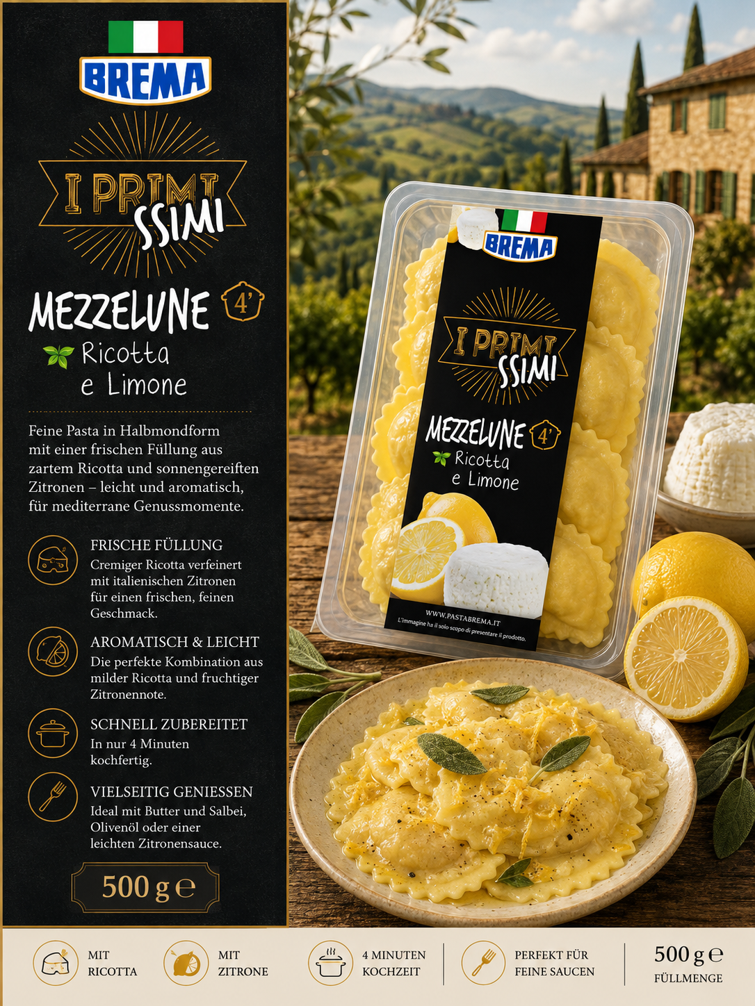 Mezzelune, Ricotta, Limone, Pasta, Mezze?