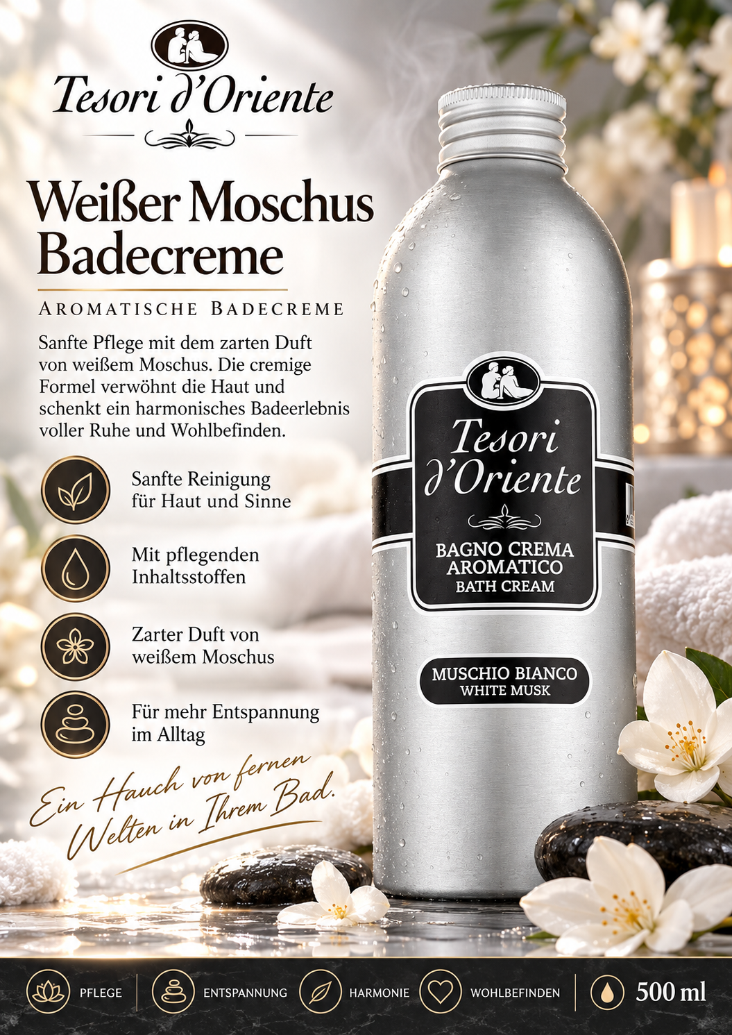 Badecreme, Weißer Moschus, Badeprodukt, Anti-Stress, Badespaß