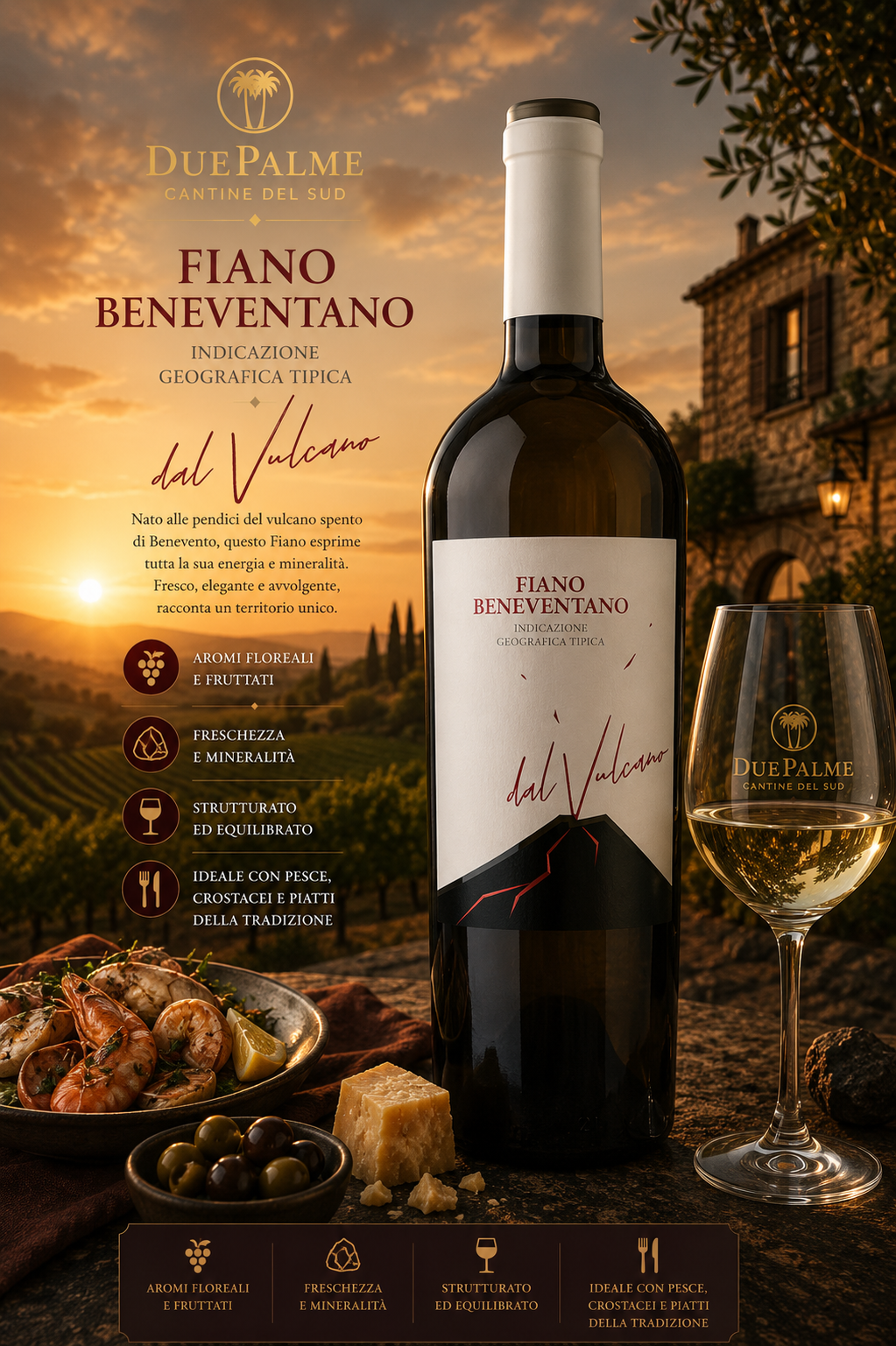 weinflasche, Rotwein, Fiano Beneventano, volcanic label, gläser