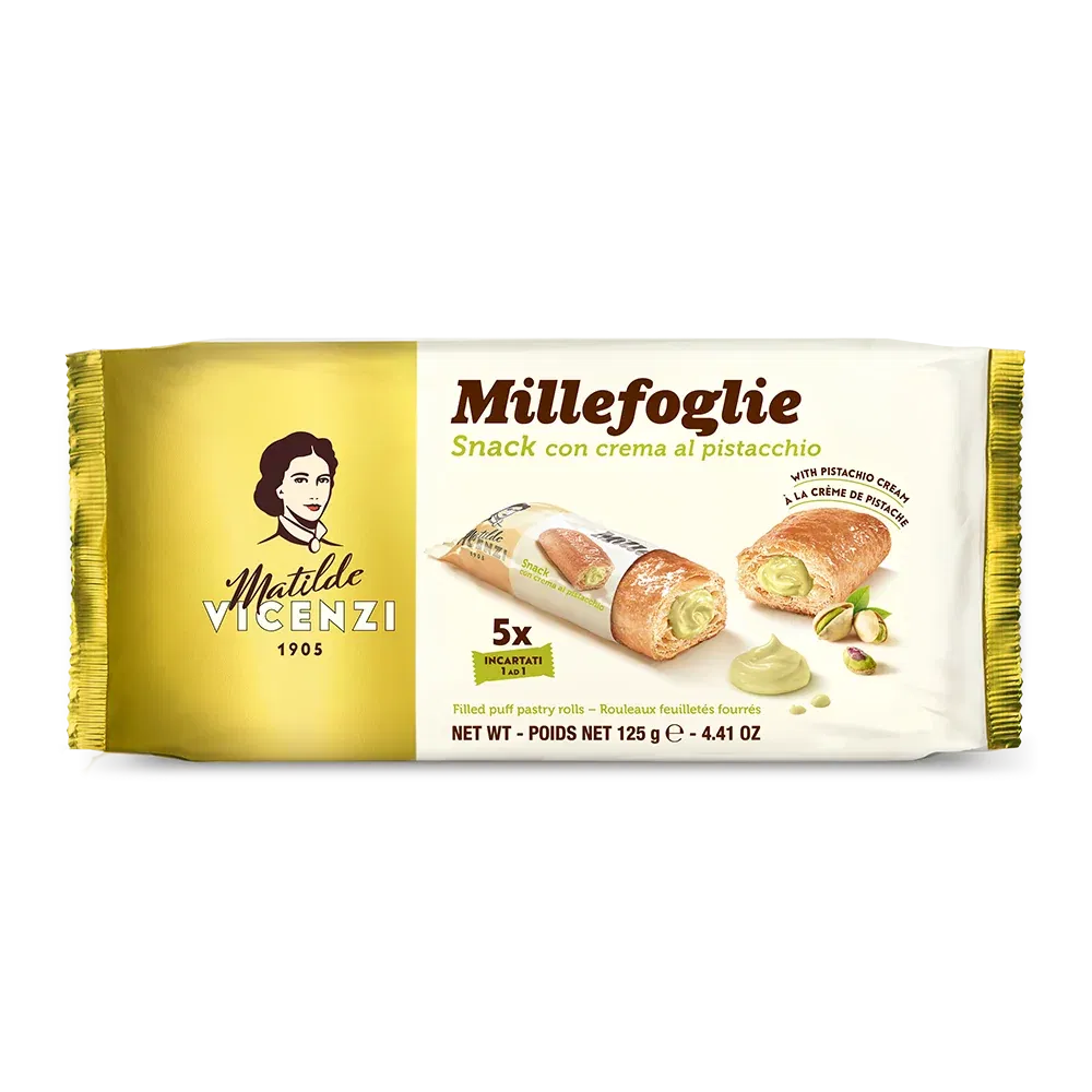 Millefoglie Blätterteiggebäck mit Pistaziencremefüllung 125g | Vicenzi