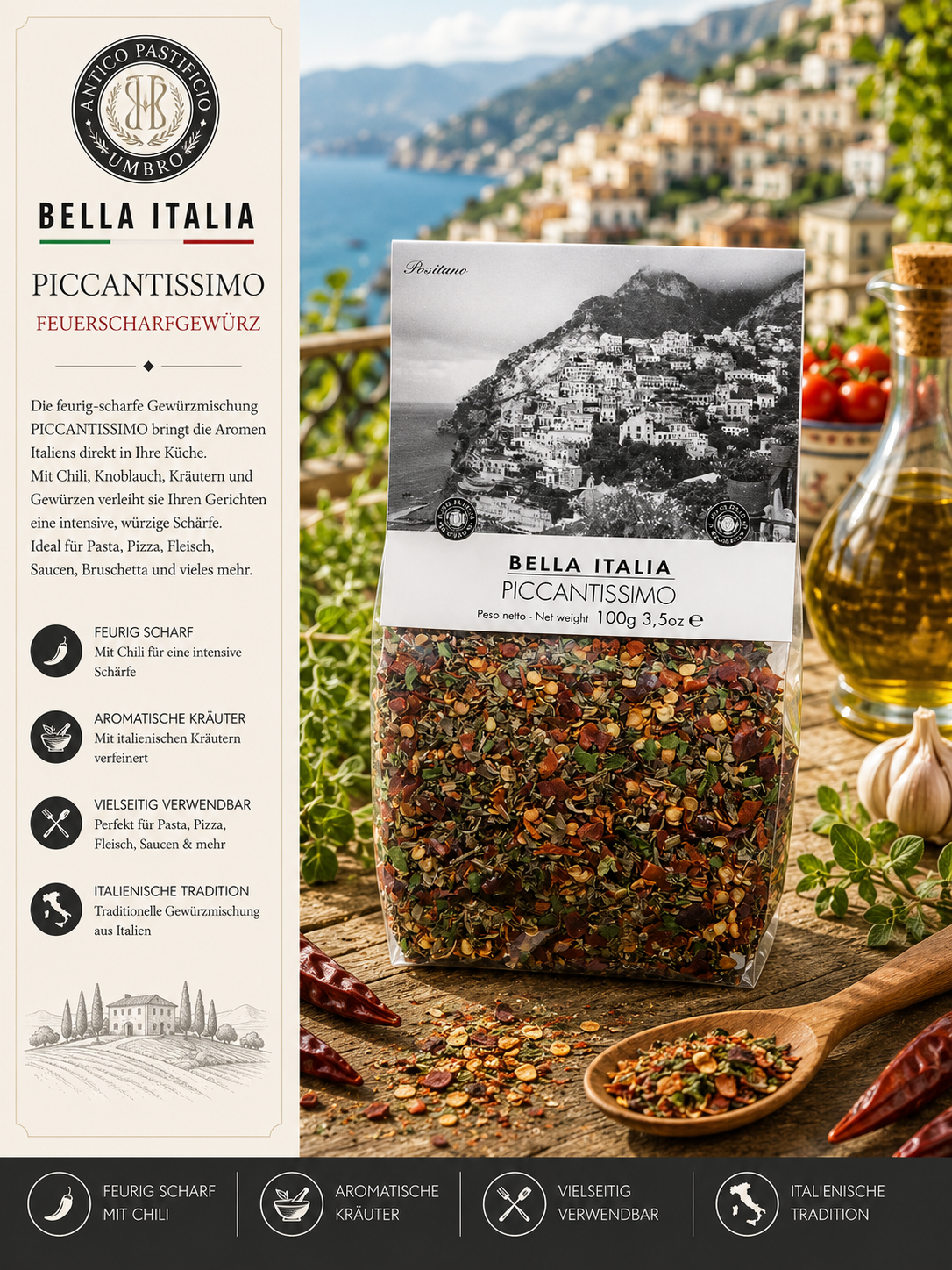 Piccantissimo, Gewürz, Italienisch, Kräutermischung, Pfefferflocken