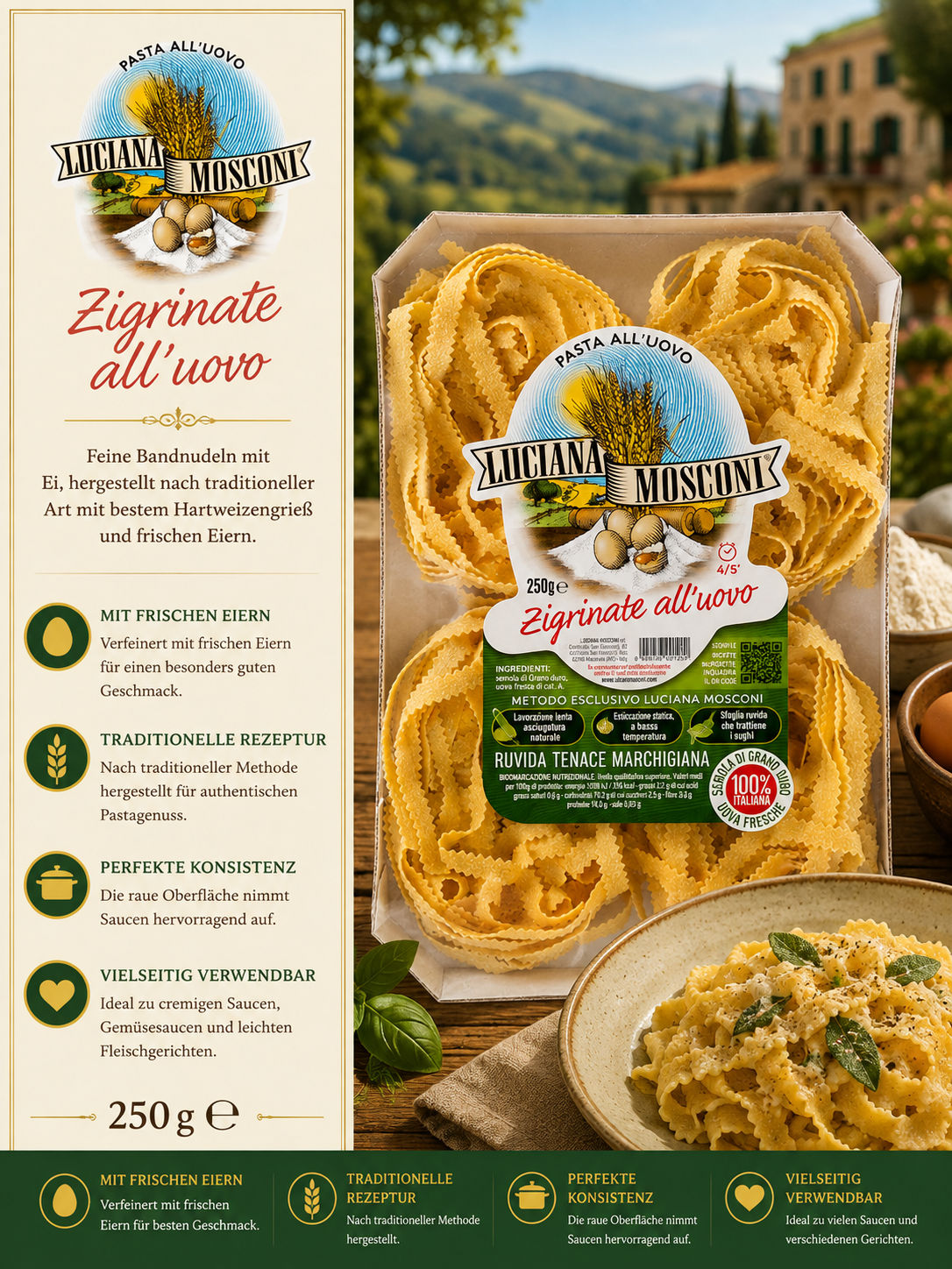 pasta, tagliatelle, eierpasta, italienische pasta, verpackte pasta