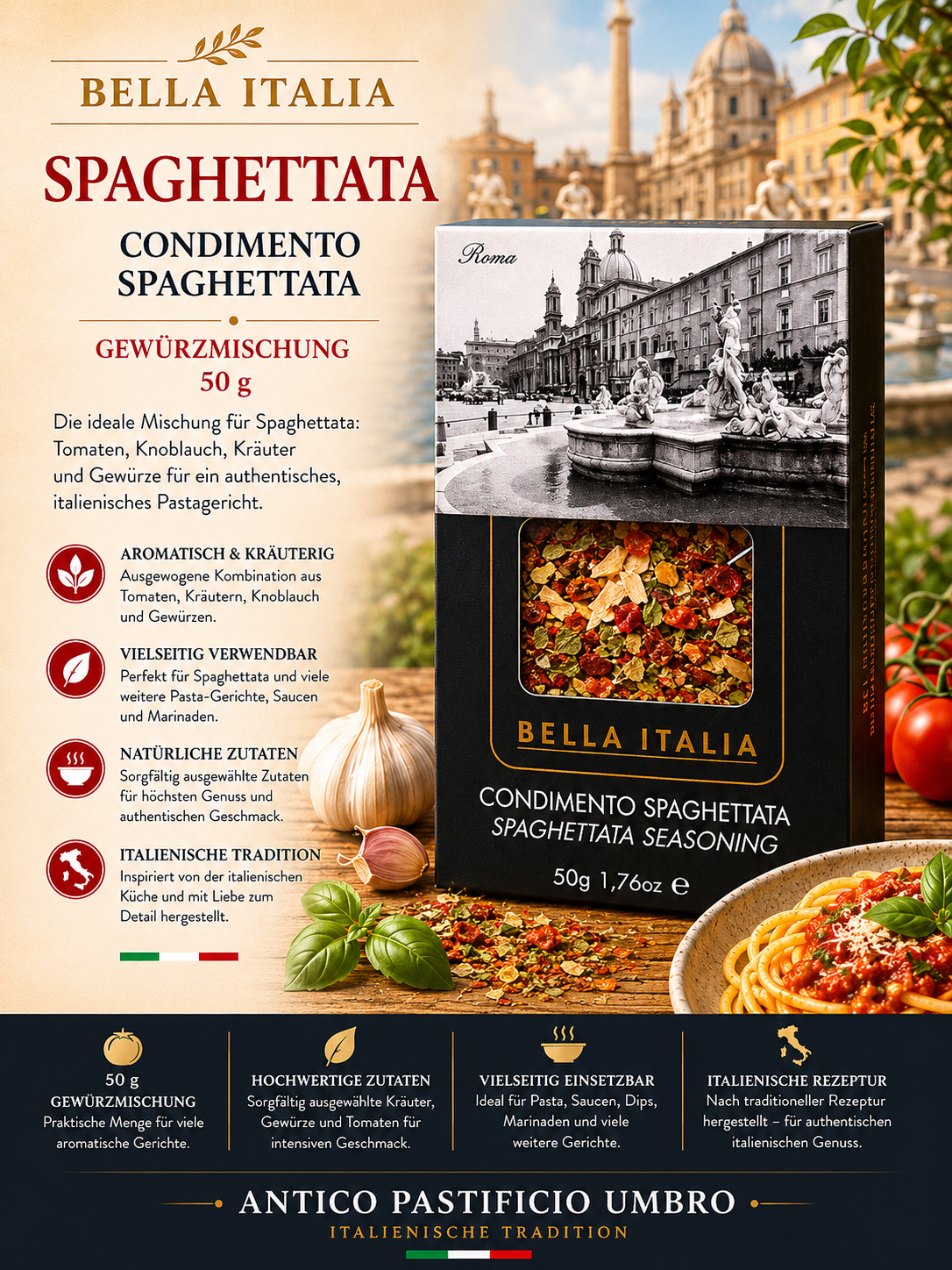 Spaghetti, Spice mix for spaghetti, Pasta seasoning, Herb blend, Italienische Tradition