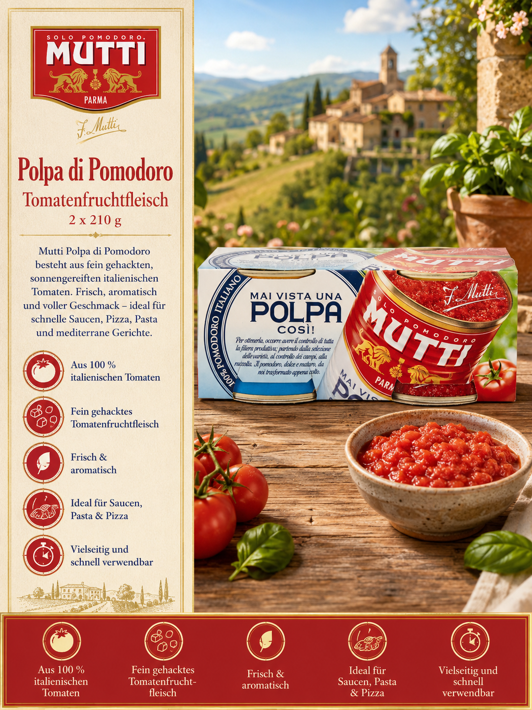 Tomatenfleisch, Tomaten, Polpa, Pasta, Italienisch
