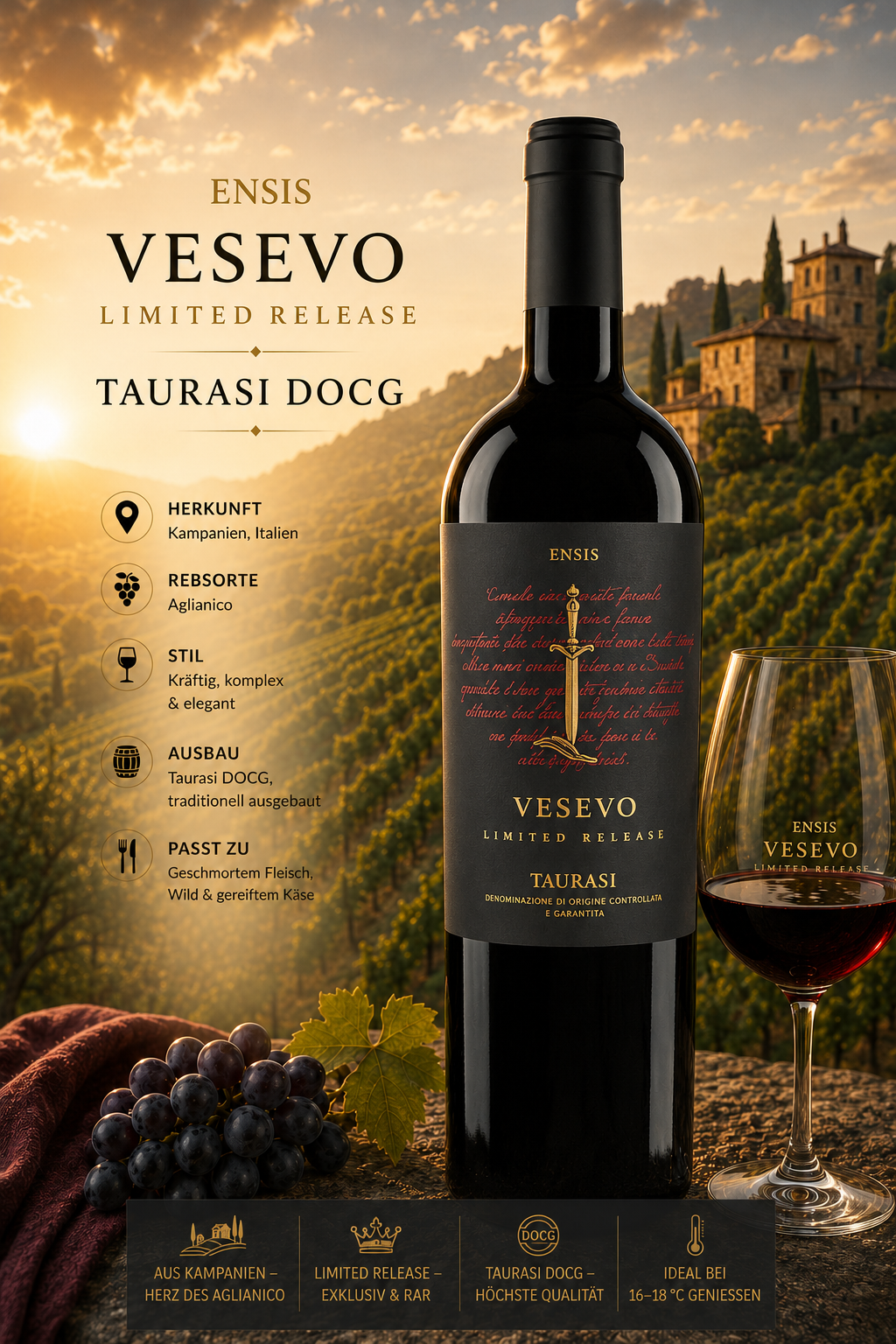 wein, rotwein, flasche, taurasi, limited release