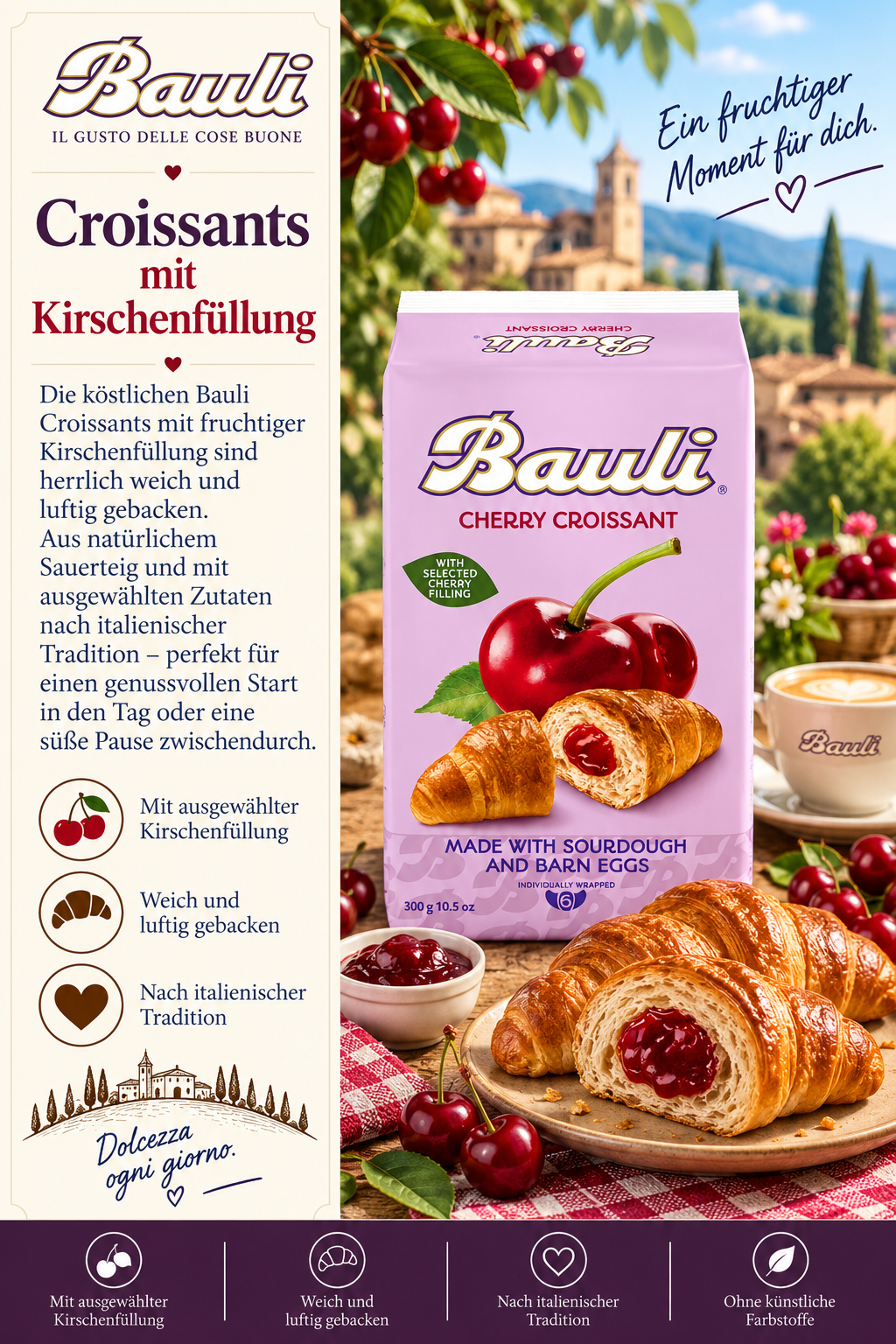 Croissants, Kirschenfüllung, Kirsche, Süßgebäck, Cherry