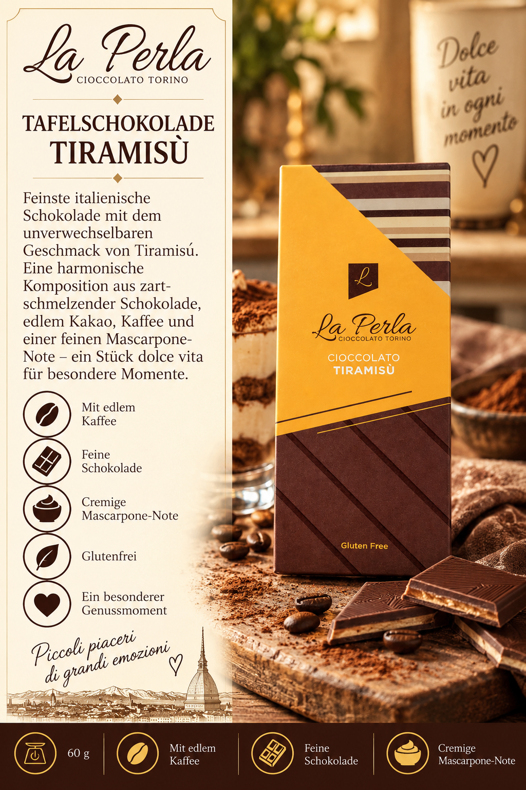 Schokolade, Tafel - Schokolade, Tiramisu, Kaffee, Glutenfrei