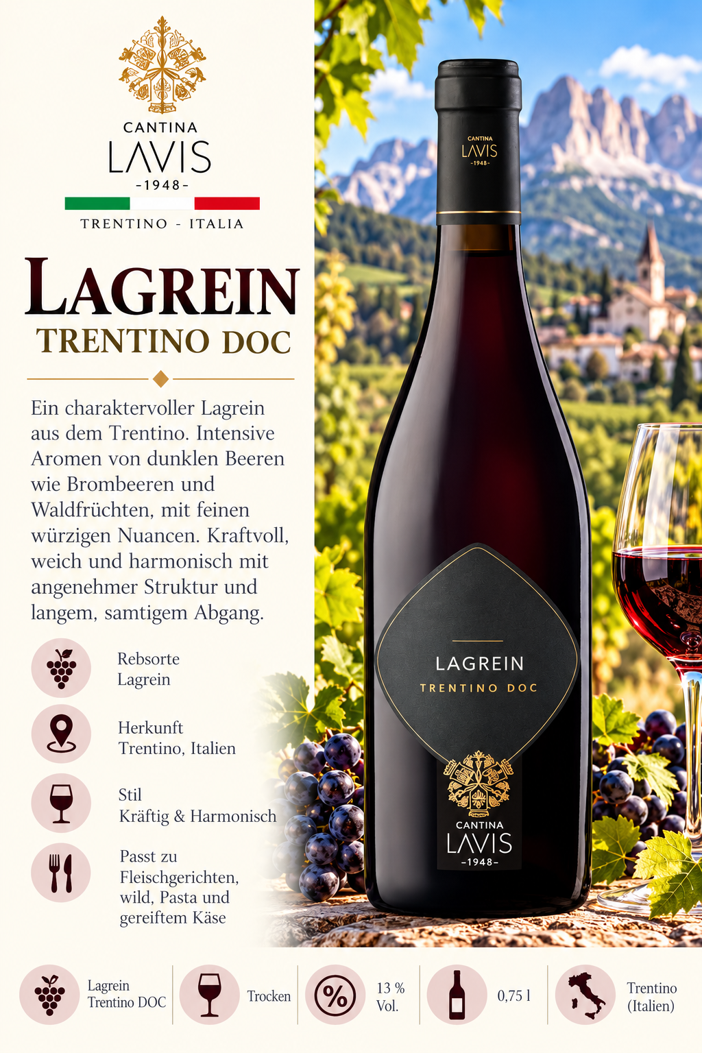 Wein, Lagrein, Trentino, DOC, Rotwein