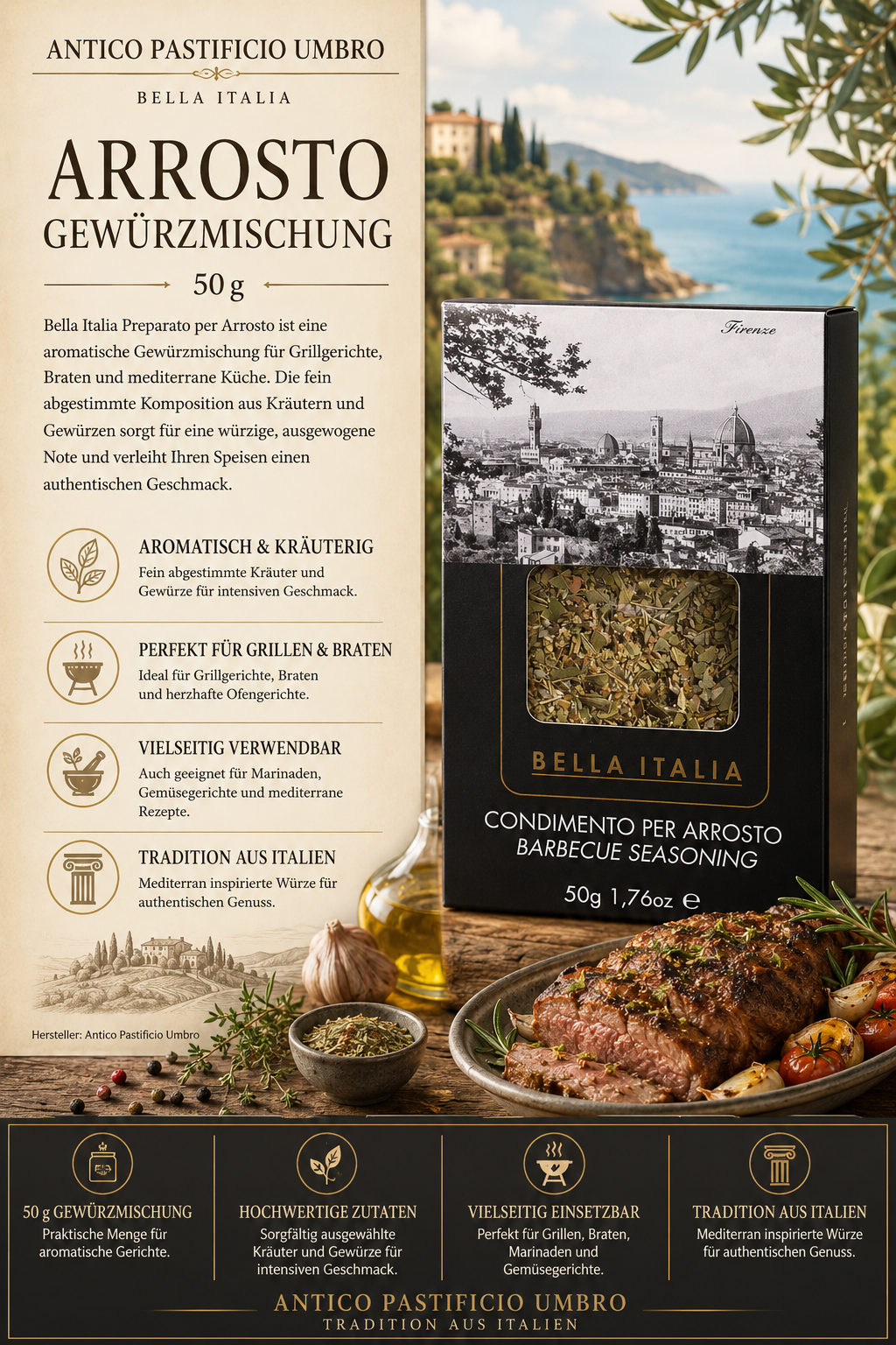 Gewürzmischung, Arrosto, Grillgewürz, Kräuter, Italienische Küche