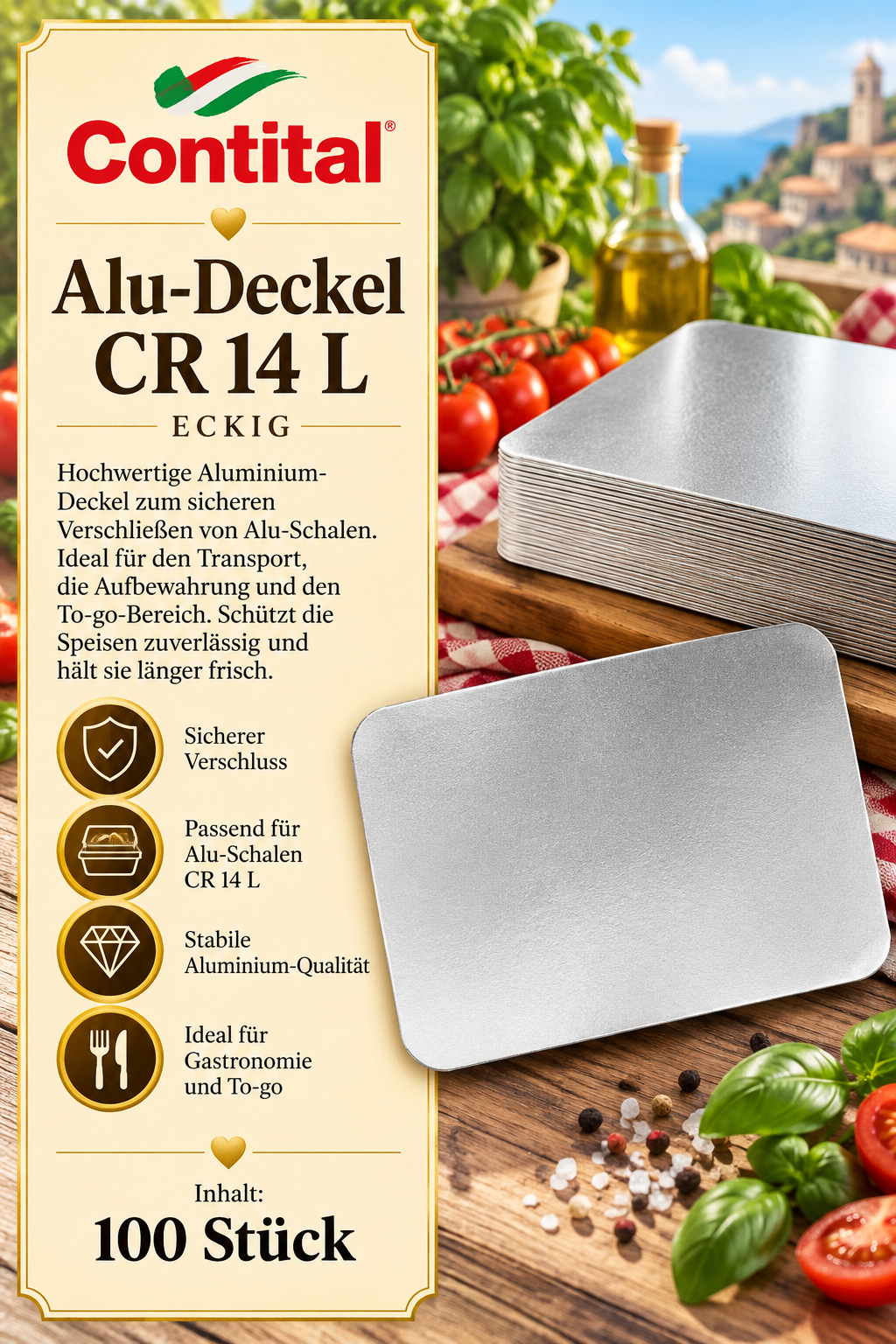 Aluminiumdeckel, Aludeckel, CR14L, 100 Stück, To-go Bereich