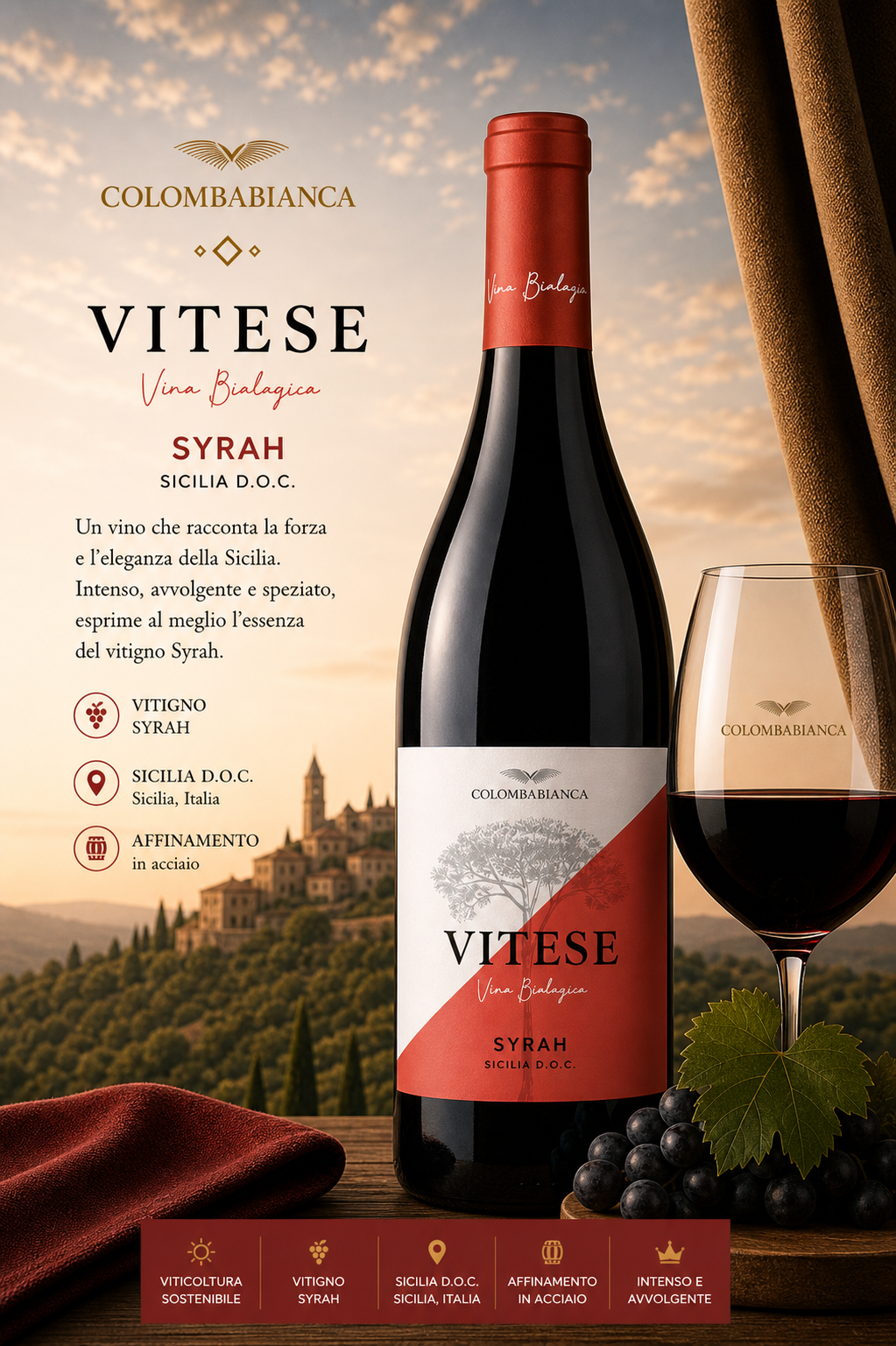 Wein, Rotwein, Syrah, Vino, Sicilia D.O.C.
