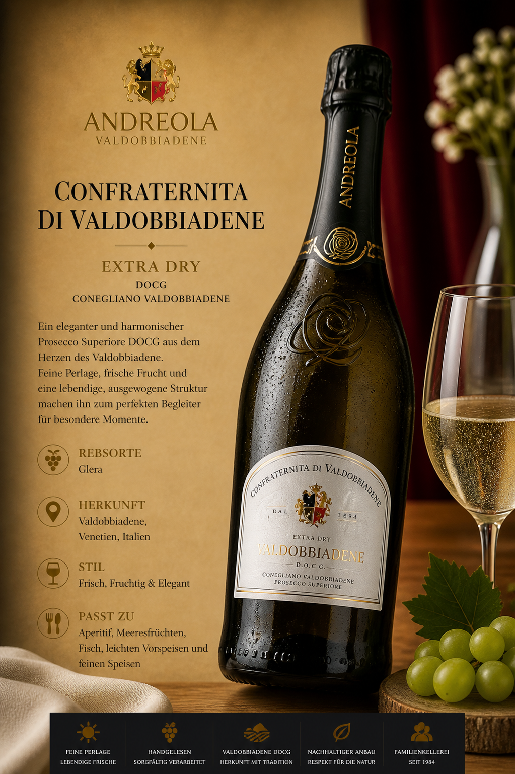 Sektflasche, Prosecco, Valdobbiadene, Extra Dry, Weinpaket