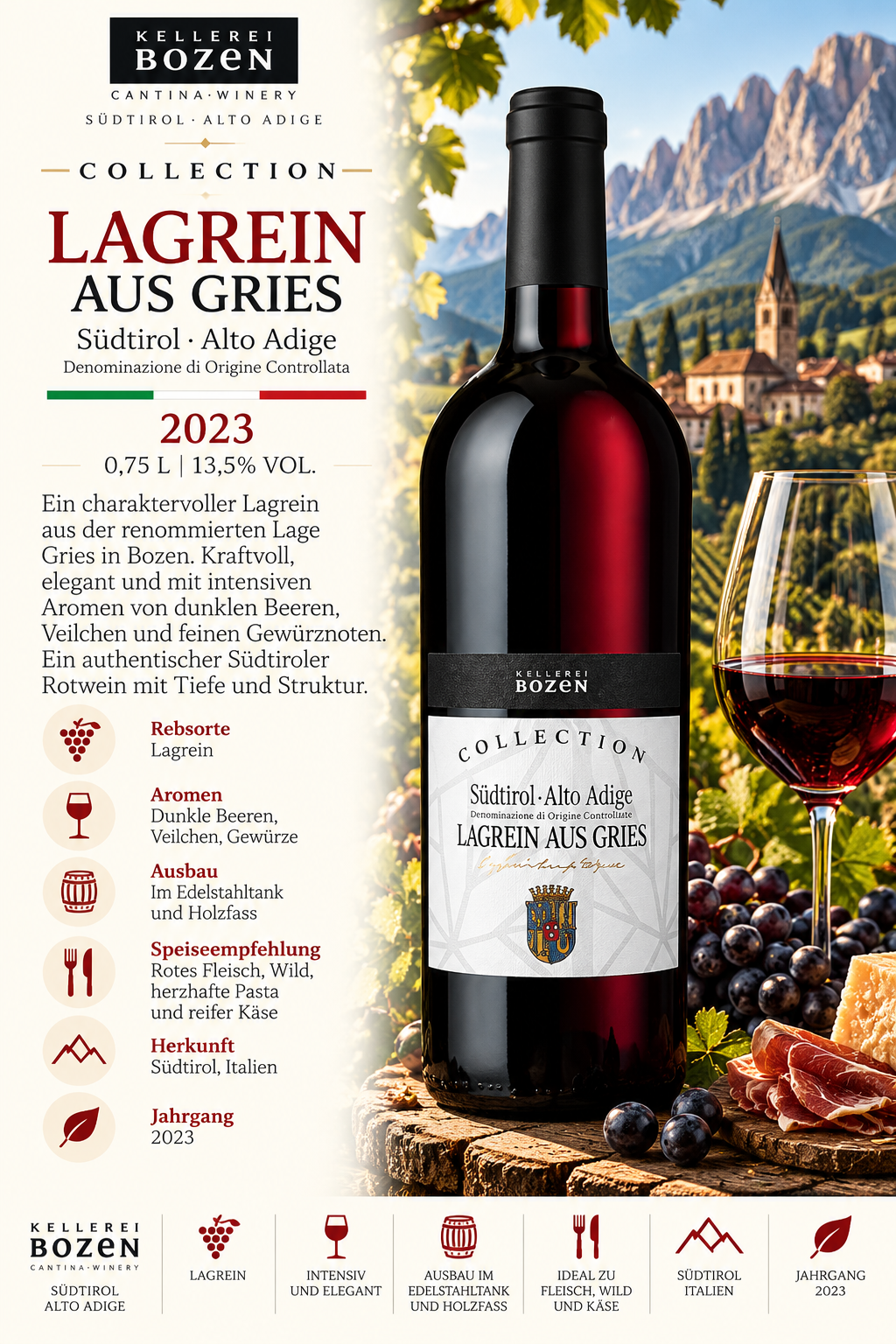 Lagrein, Weinfalsche, Südtirol, Alto Adige, Kopftikette