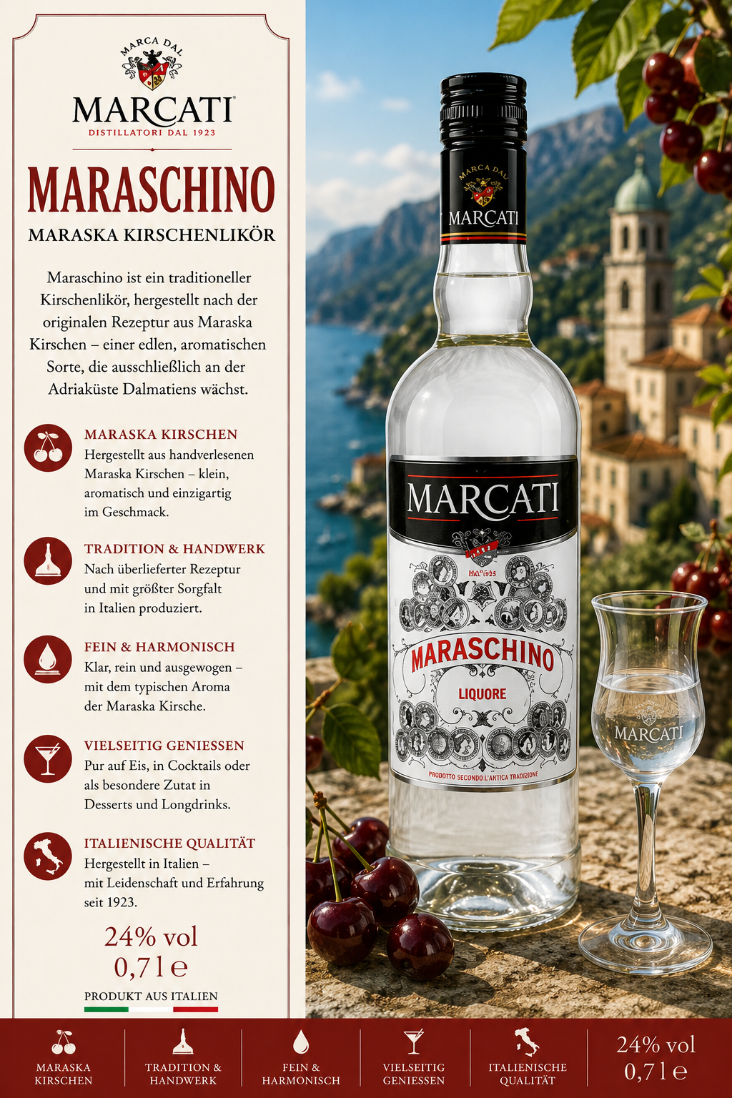 Kirschenlikör, Maraschino, Kirsche, Likör, Italienische Qualität