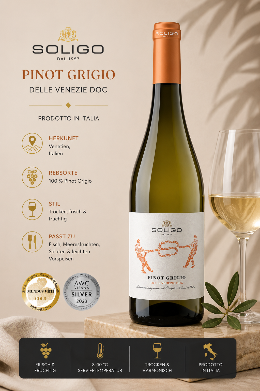 Wein, Pinot Grigio, Weißwein, Italien, Flasche