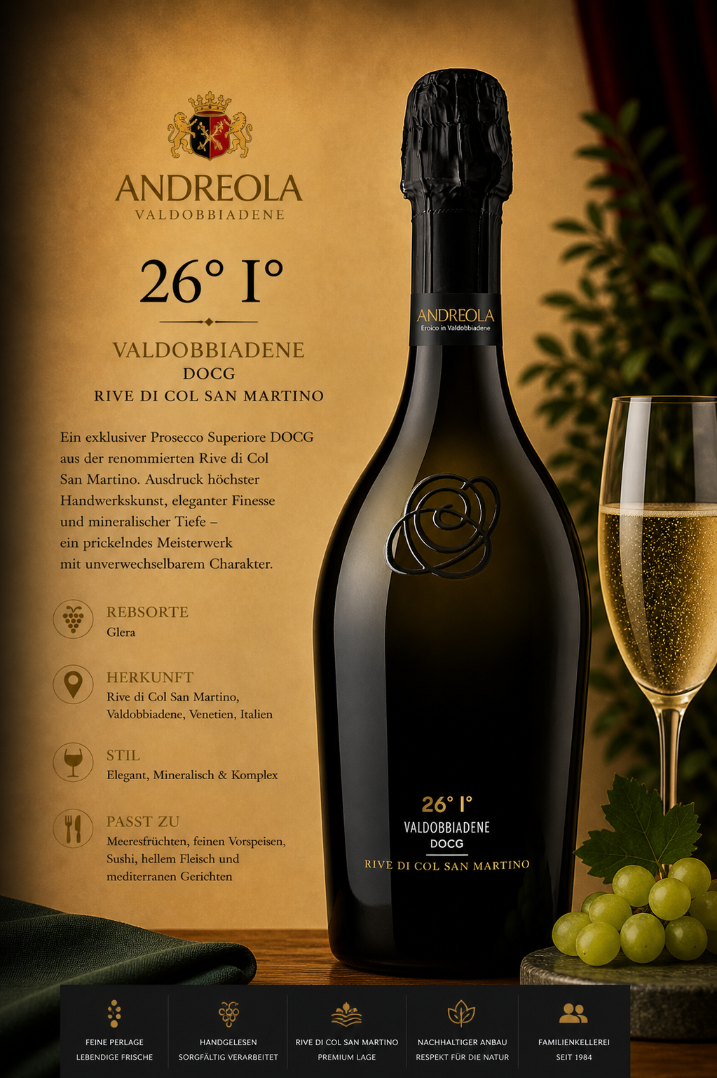 Prosecco, Schaumwein, Flasche, Glas, Grüner Wein?
