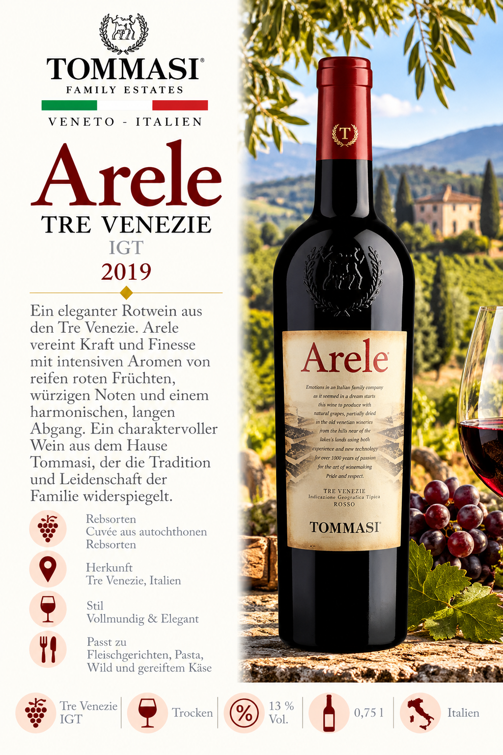 Wein, Rotwein, Arele, Italien, TOMMASI