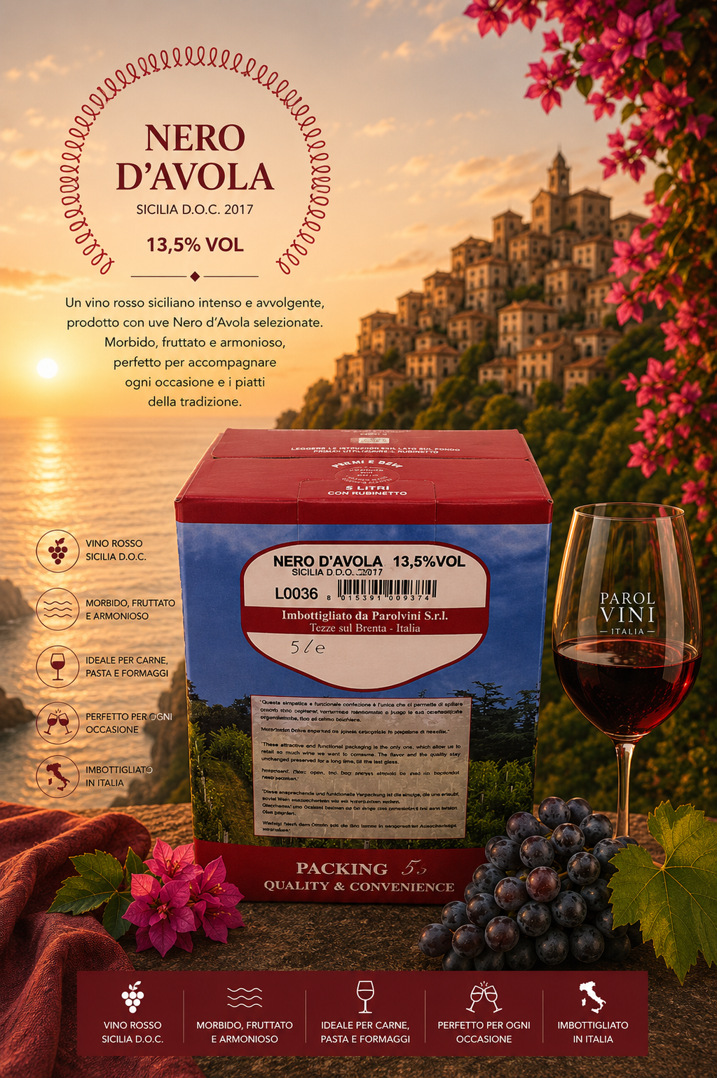 Wein, Rotwein, Nero d'Avola, Italien, 5 Ltr