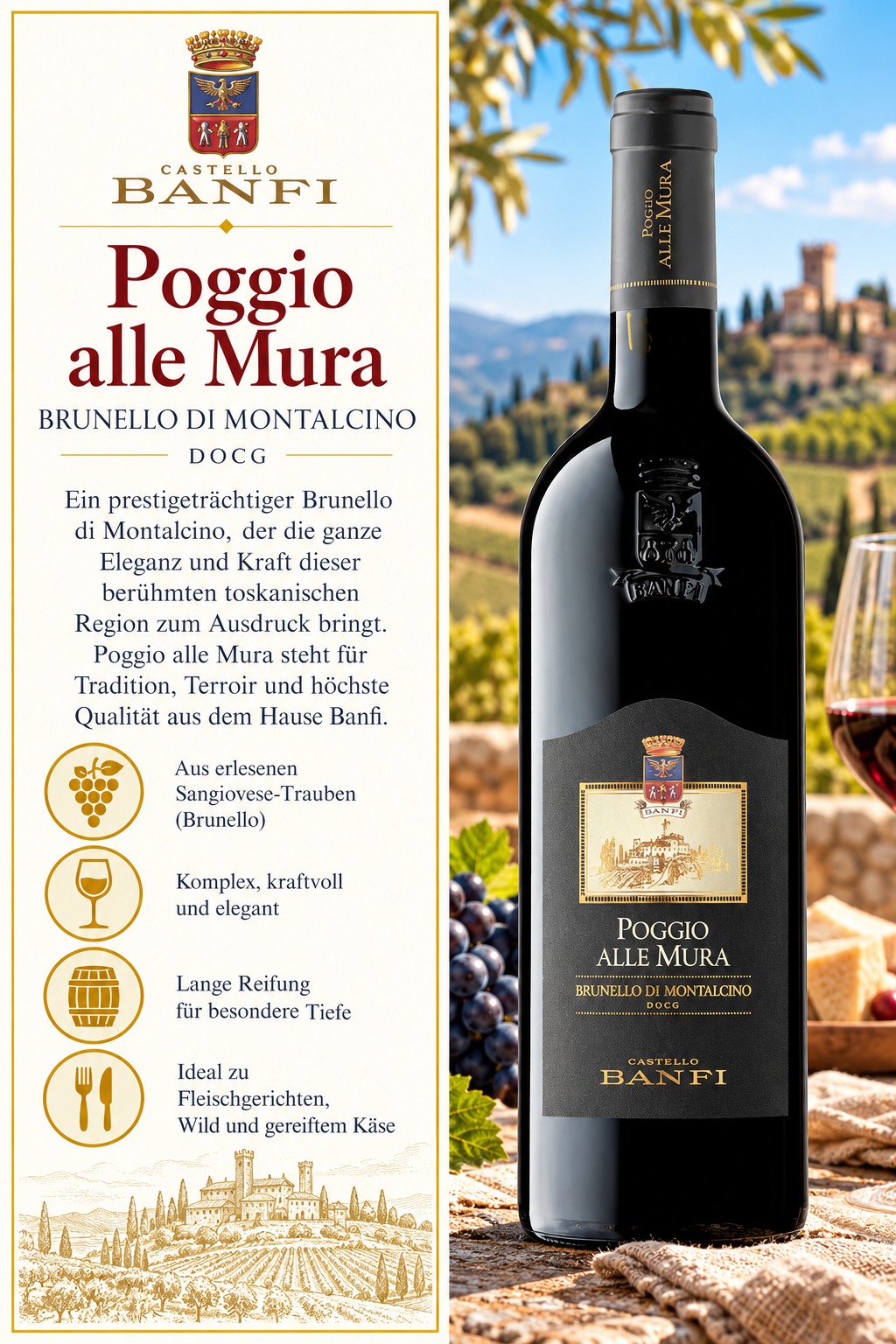 Wein, Rotwein, Brunello, Italienischer Wein, Poggio alle Mura
