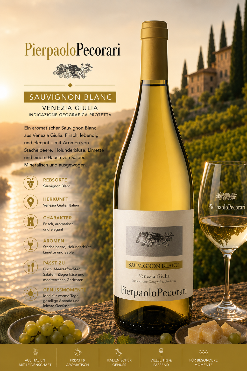 Weißwein, Sauvignon Blanc, Venezia Giulia, Italien, Weinflasche