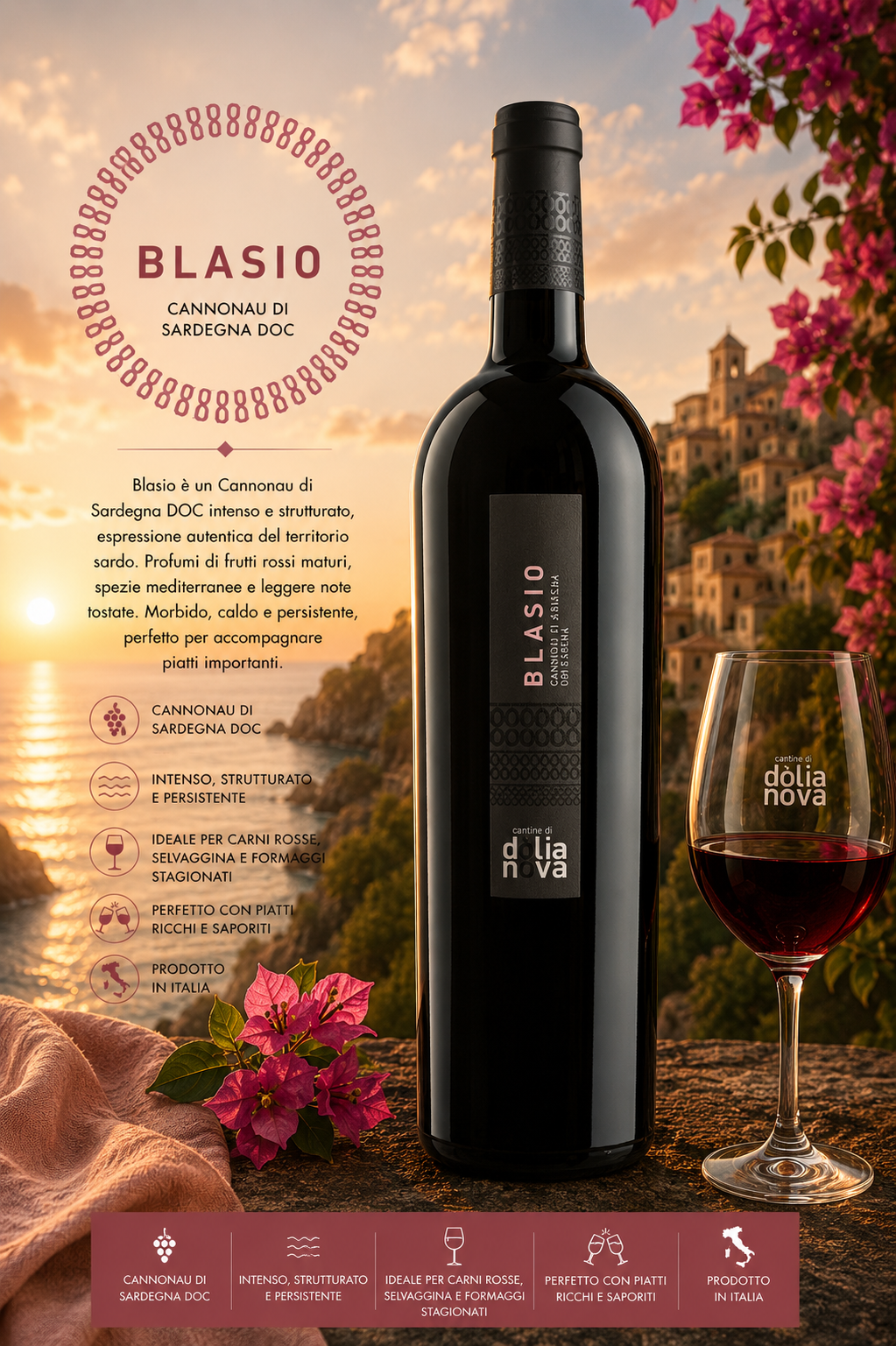 Wein, Rotwein, Flasche, Glaswein, Italien