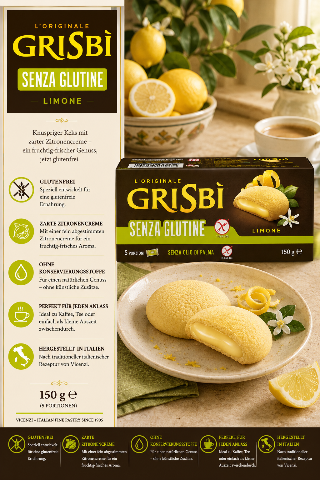 glutenfrei, Limone, Keks, Senza Glutine, Grisbì
