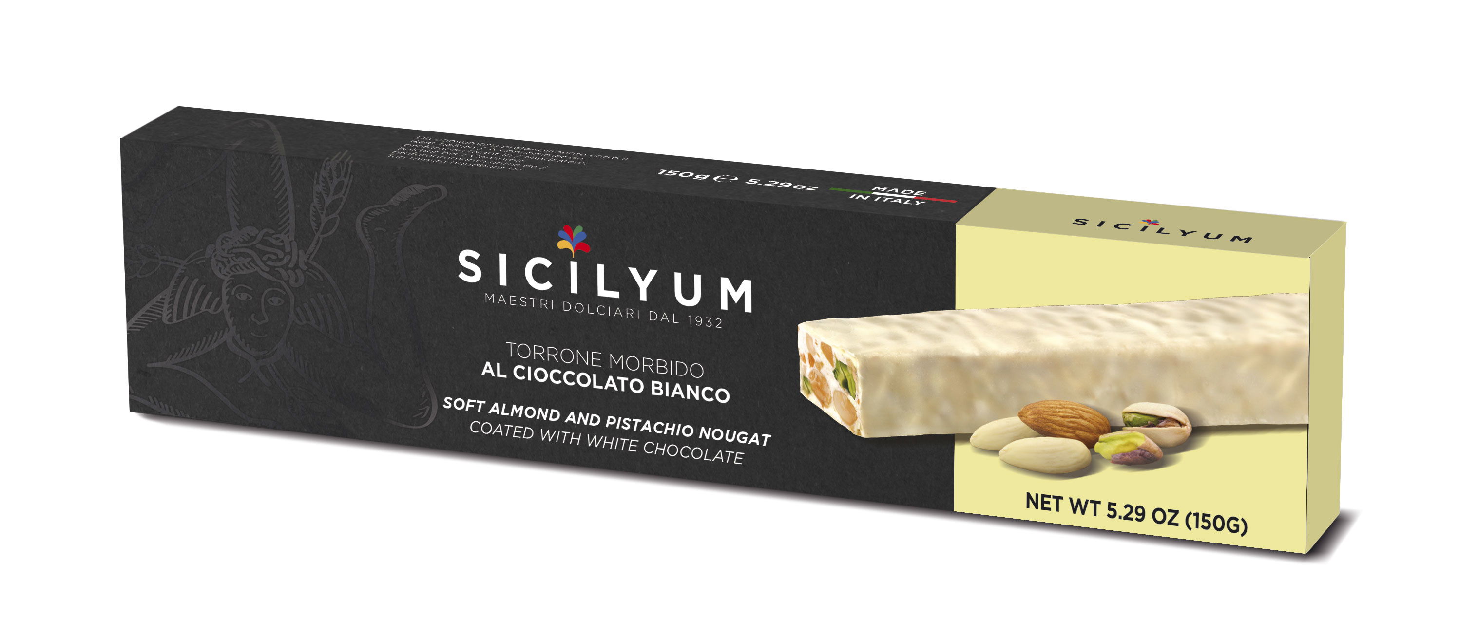Nougat Torrone morbido mit sizilianischen Mandeln und weißer Schokolade Sicilyum 150g/Dais