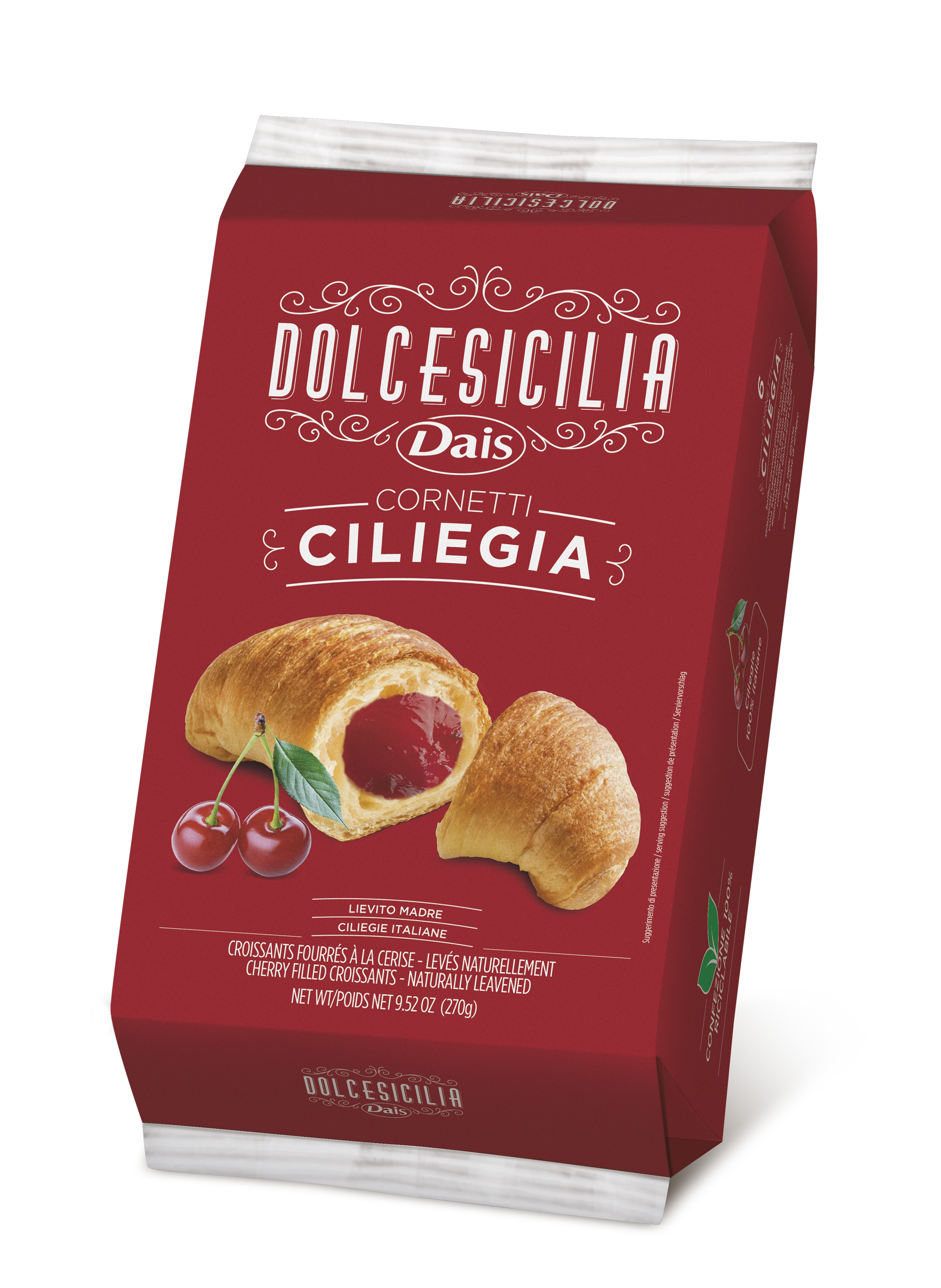  Croissants mit Kirschenfüllung 6Stk. 270g / Dais   